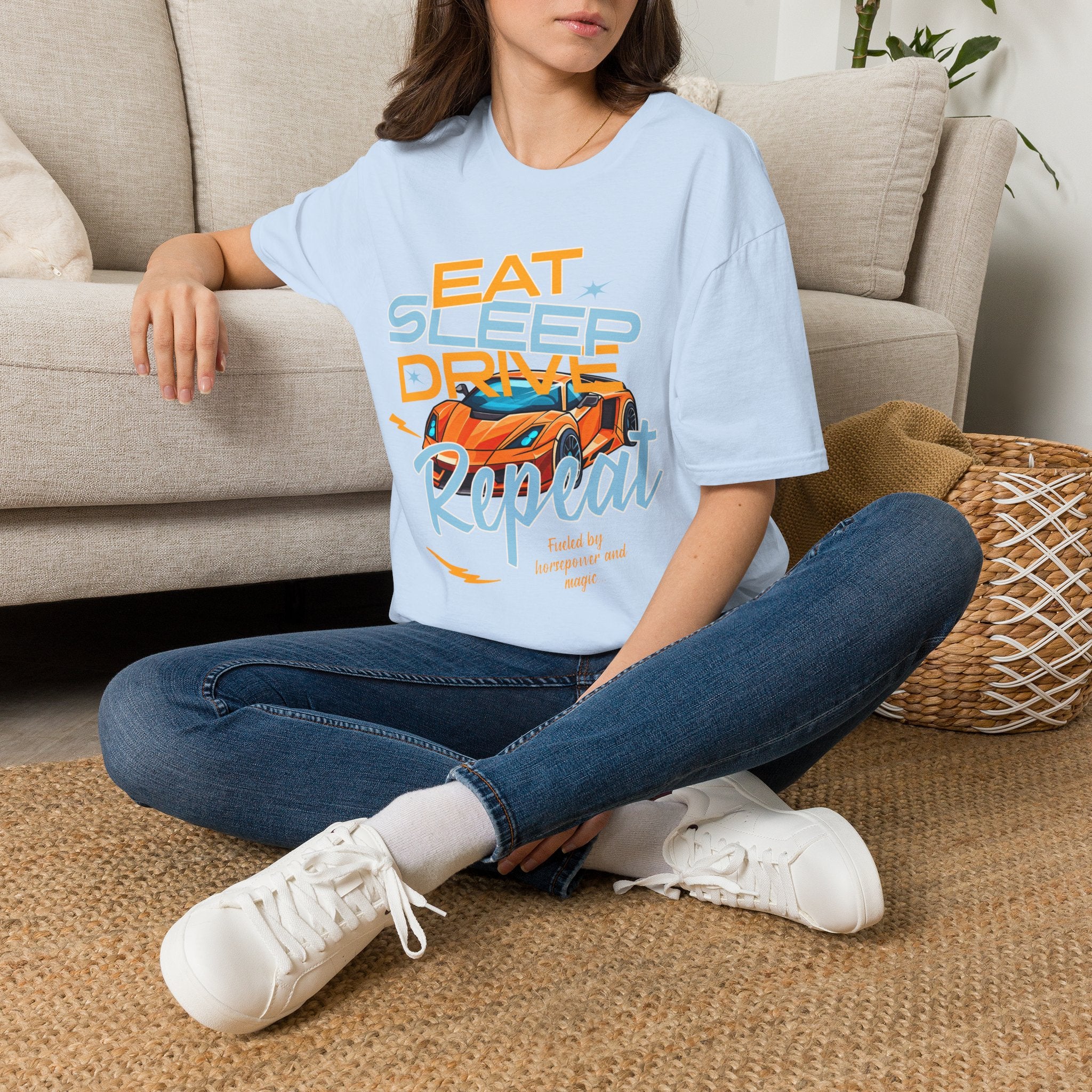 Eat Sleep Drive Repeat T-Shirt — Racing Car Graphic Tee for Motorsport Fans