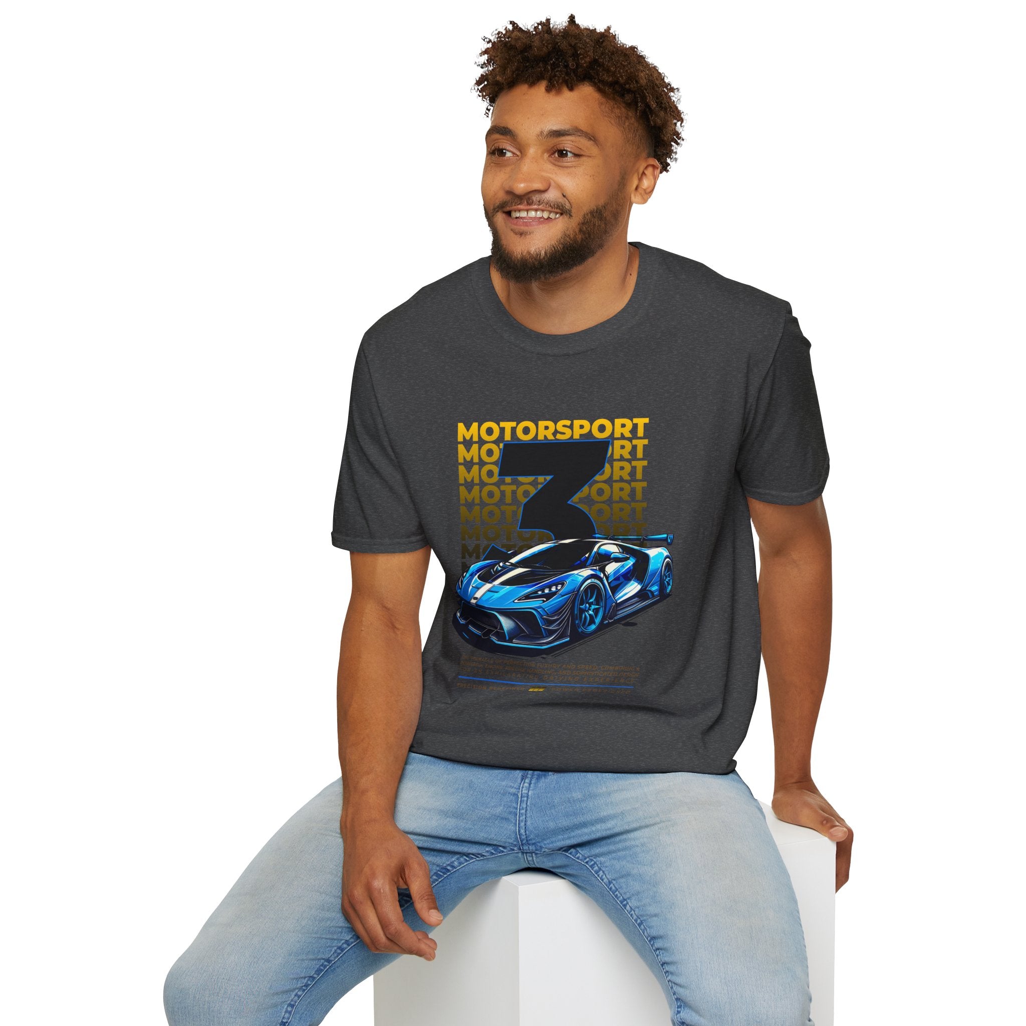 Motorsport No.3 Racing T‑Shirt — Blue Supercar Graphic Tee