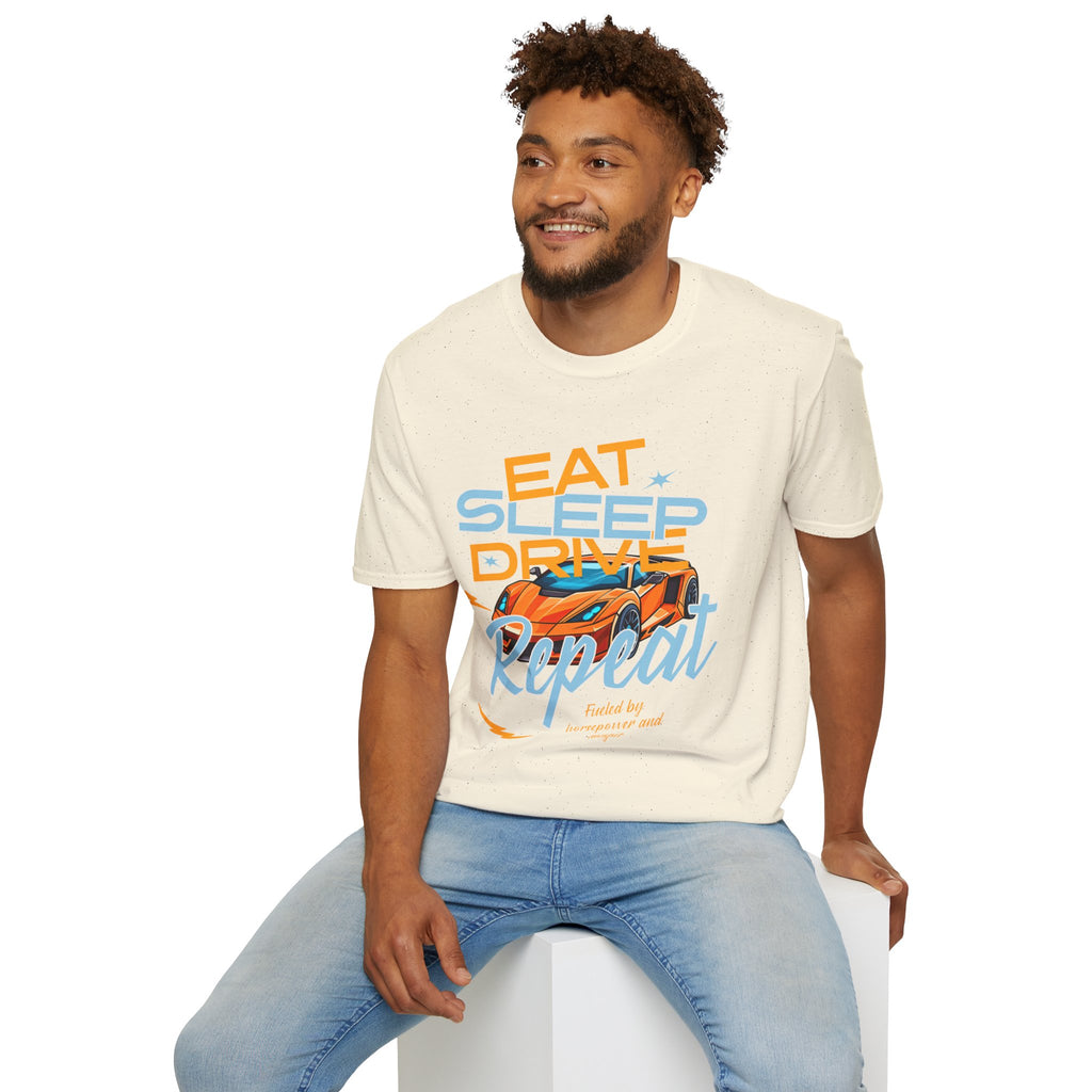 Eat Sleep Drive Repeat T-Shirt — Racing Car Graphic Tee for Motorsport Fans