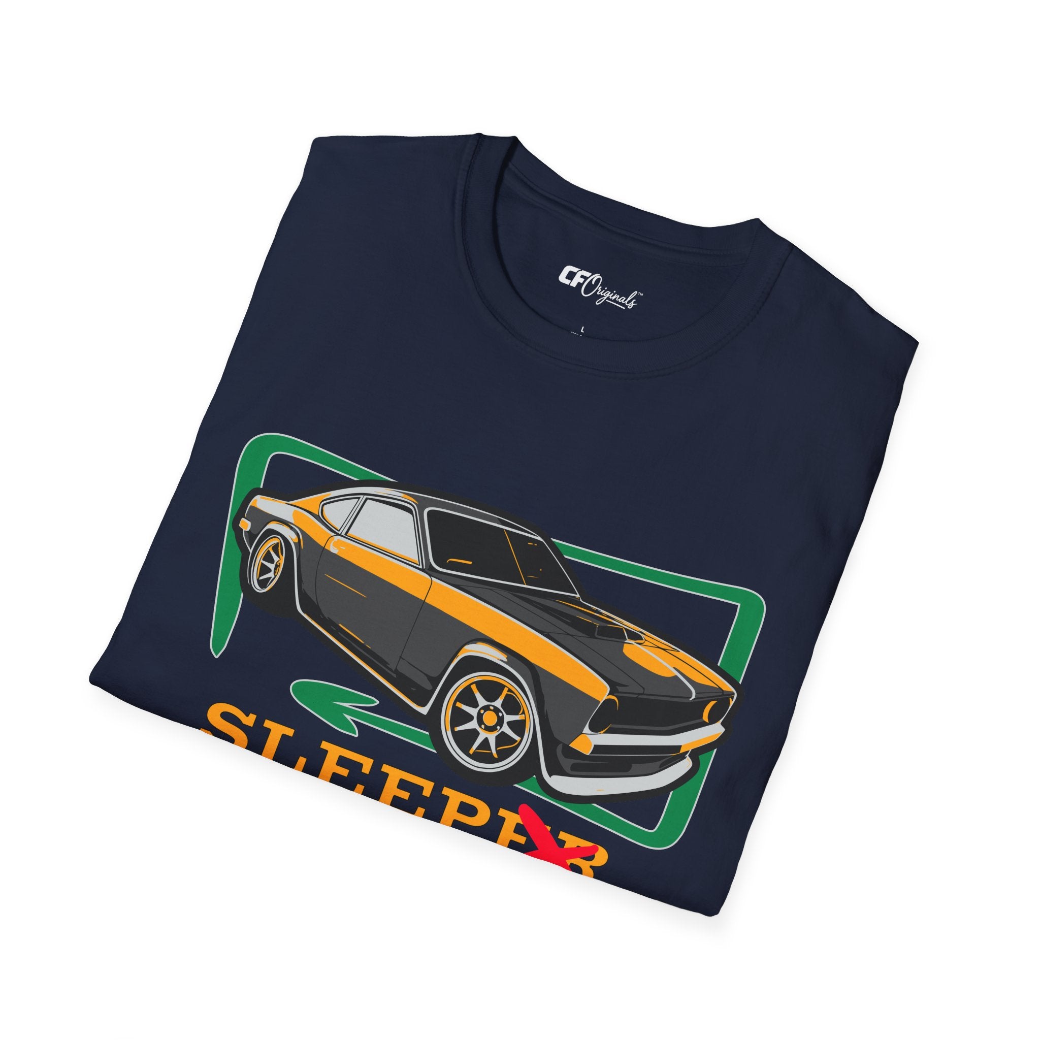 Classic Muscle Car T-Shirt — Retro 'Sleepless' Graphic Tee