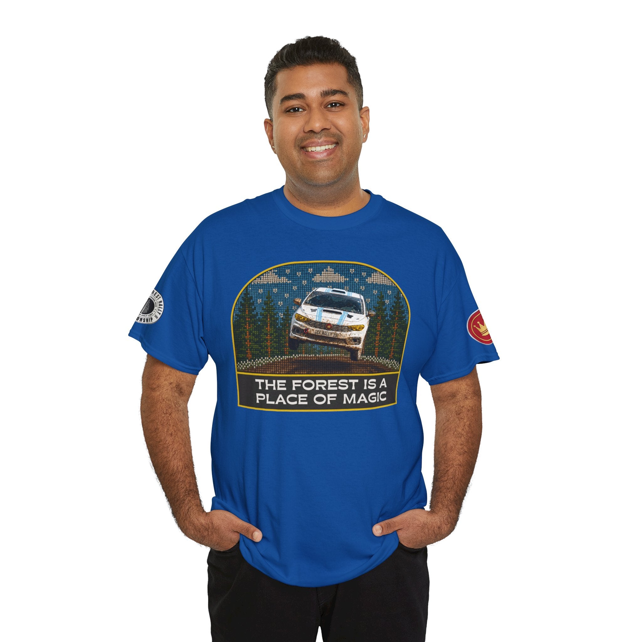 Forest Rally T‑Shirt – 'The Forest Is a Place of Magic' Cross-stitched Style Graphic
