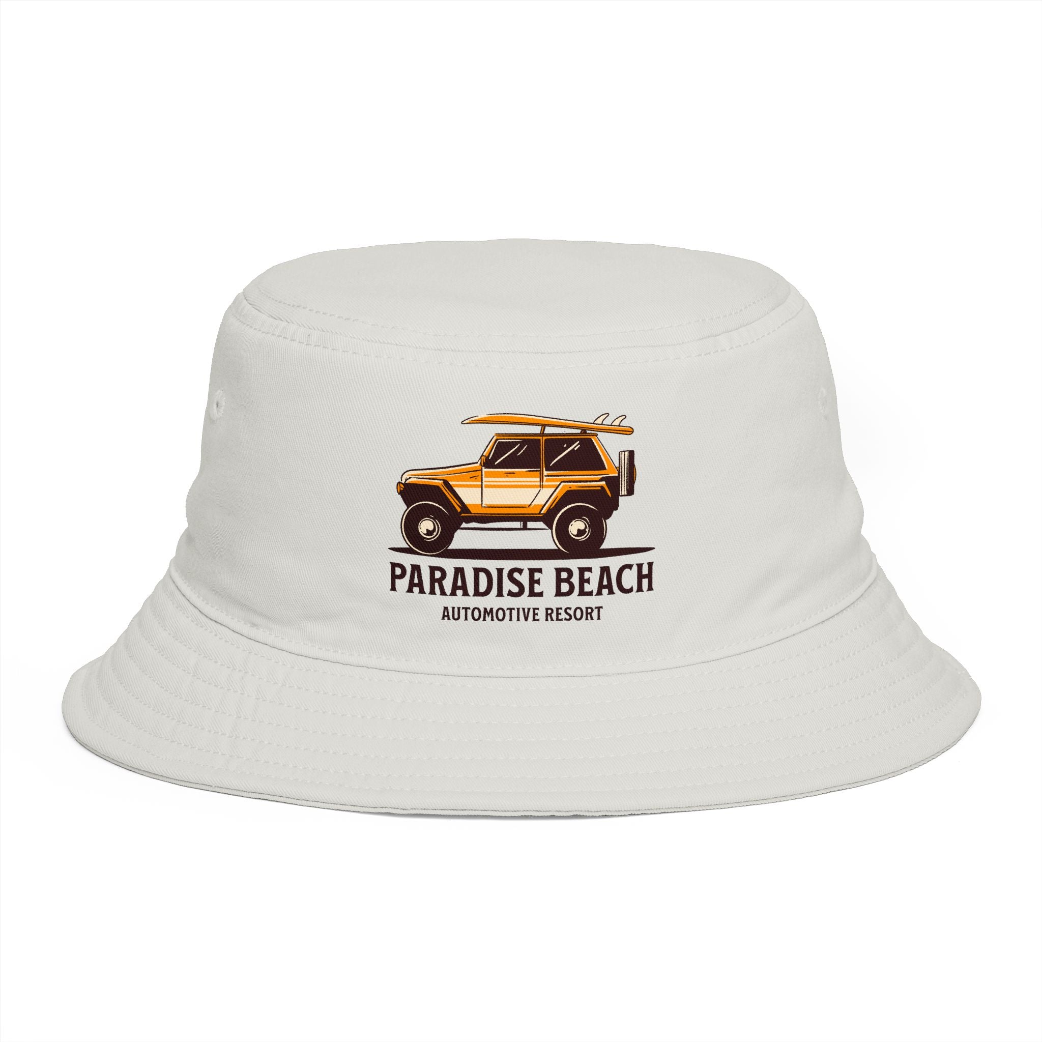 Paradise Beach Surf Buggy Bucket Hat — Vintage Beach Vacation Sun Hat