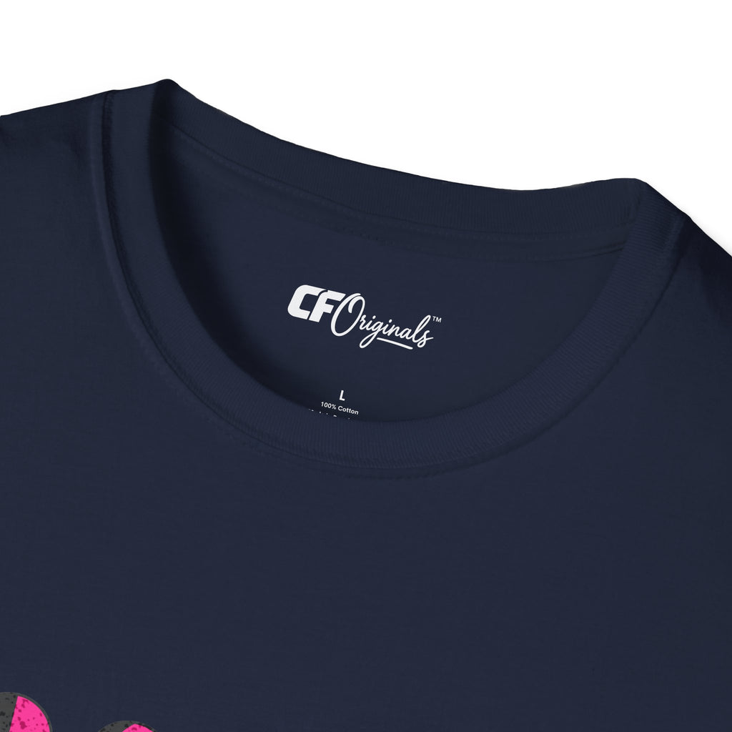 Retro Moon Phase Car T‑Shirt — Blue Classic Car with Pink Moon Phases
