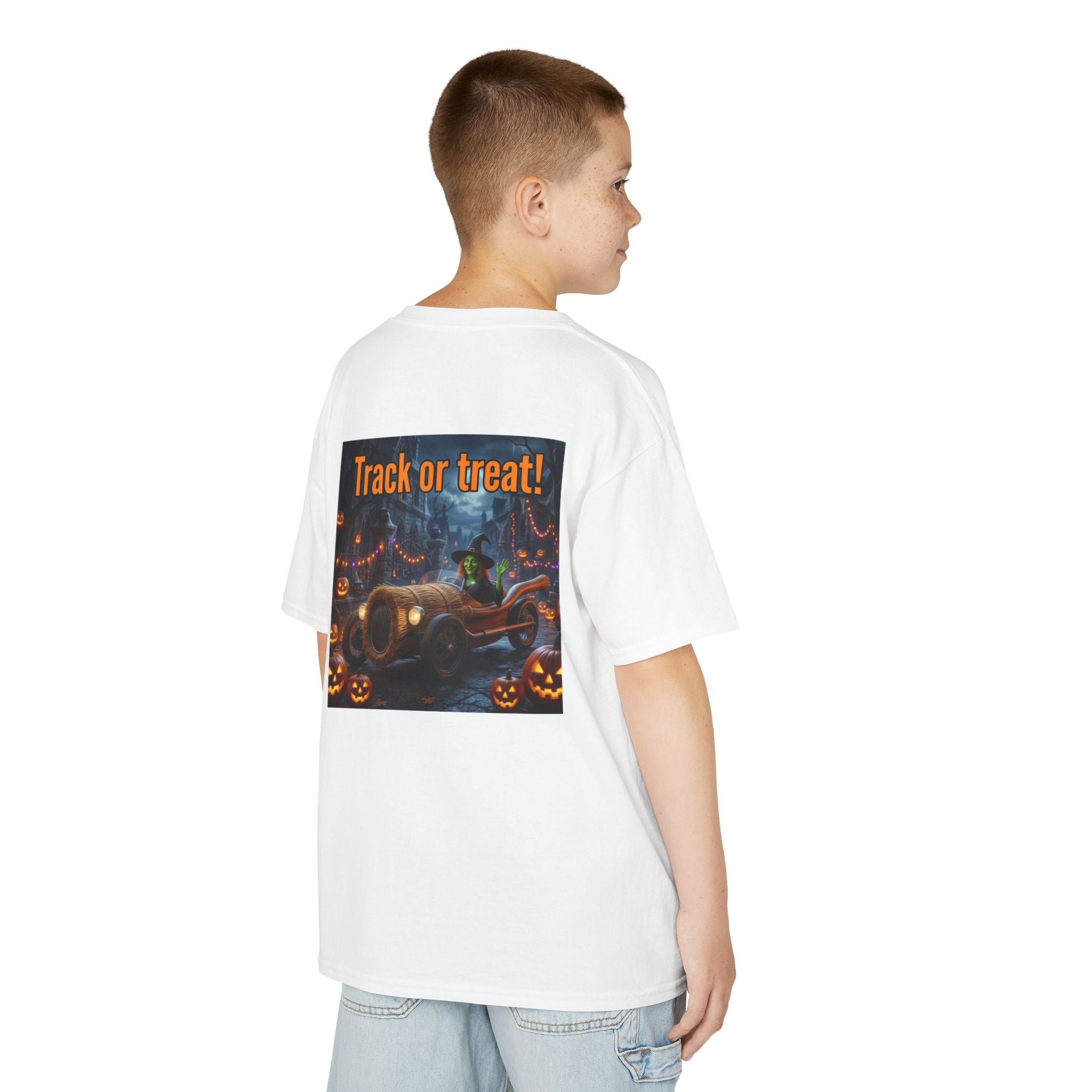 'Track or Treat!' Halloween Racing Car - Kid's Tee Shirt