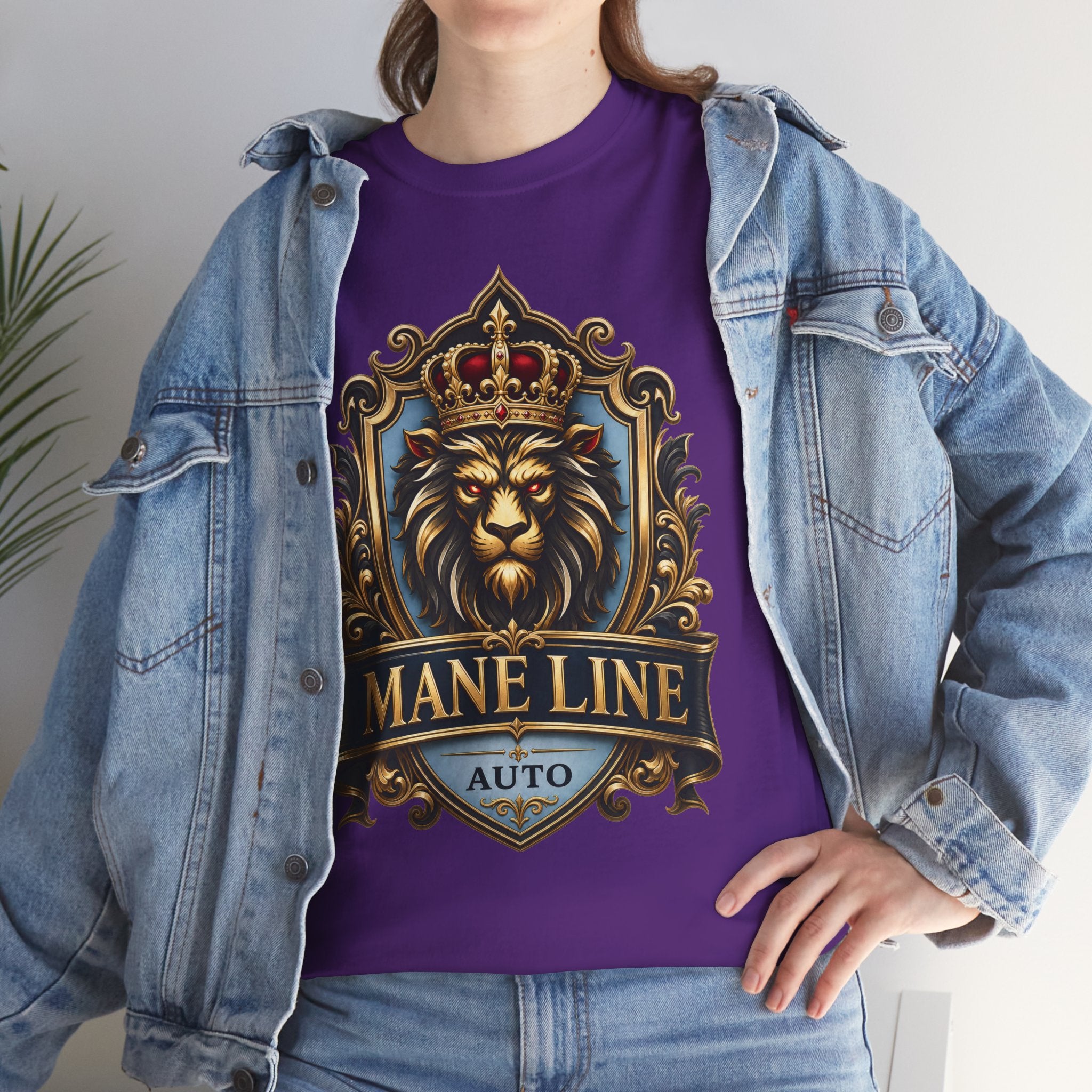 Lion Crest Tee — "Mane Line Auto" Vintage Heraldic Graphic Shirt