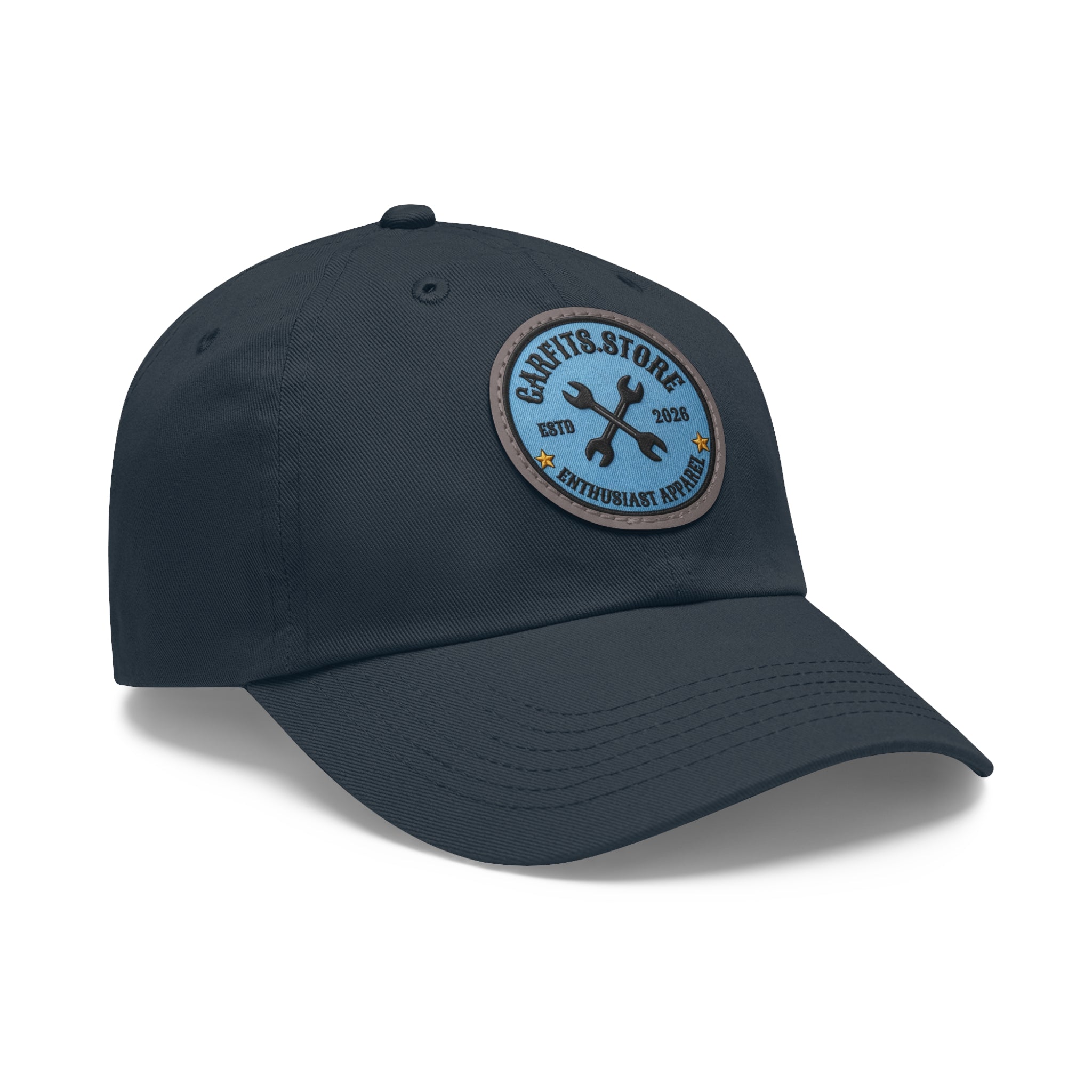 Mechanic Logo Dad Hat — Leather Patch Cap