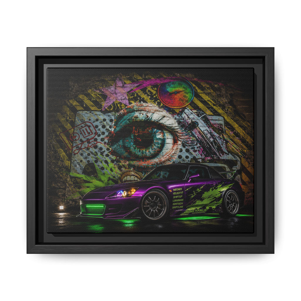 Graffiti Sports Car Matte Canvas - Framed Wall Art