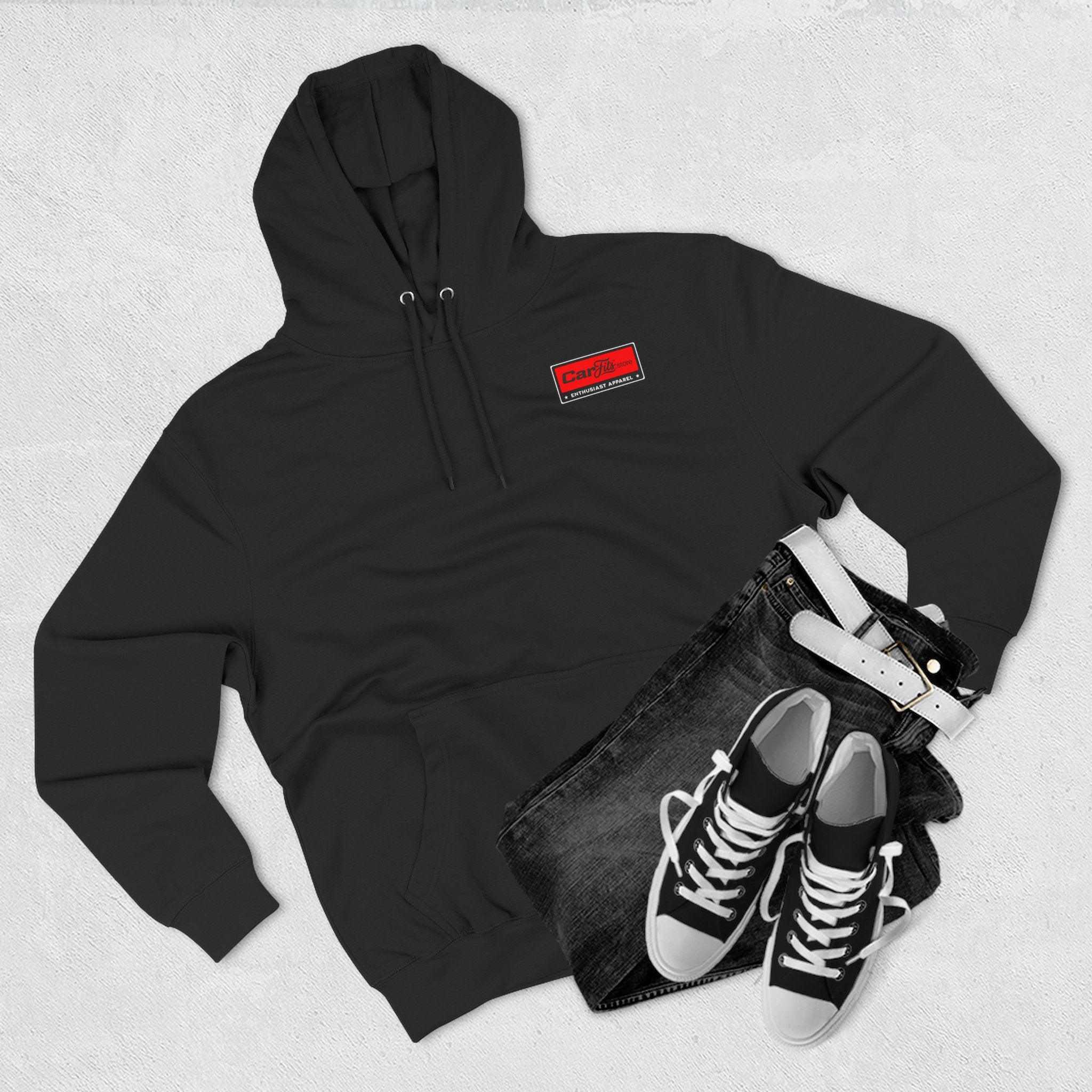 Flatout Garage Fleece Hoodie — Mechanic Shop Logo Pullover