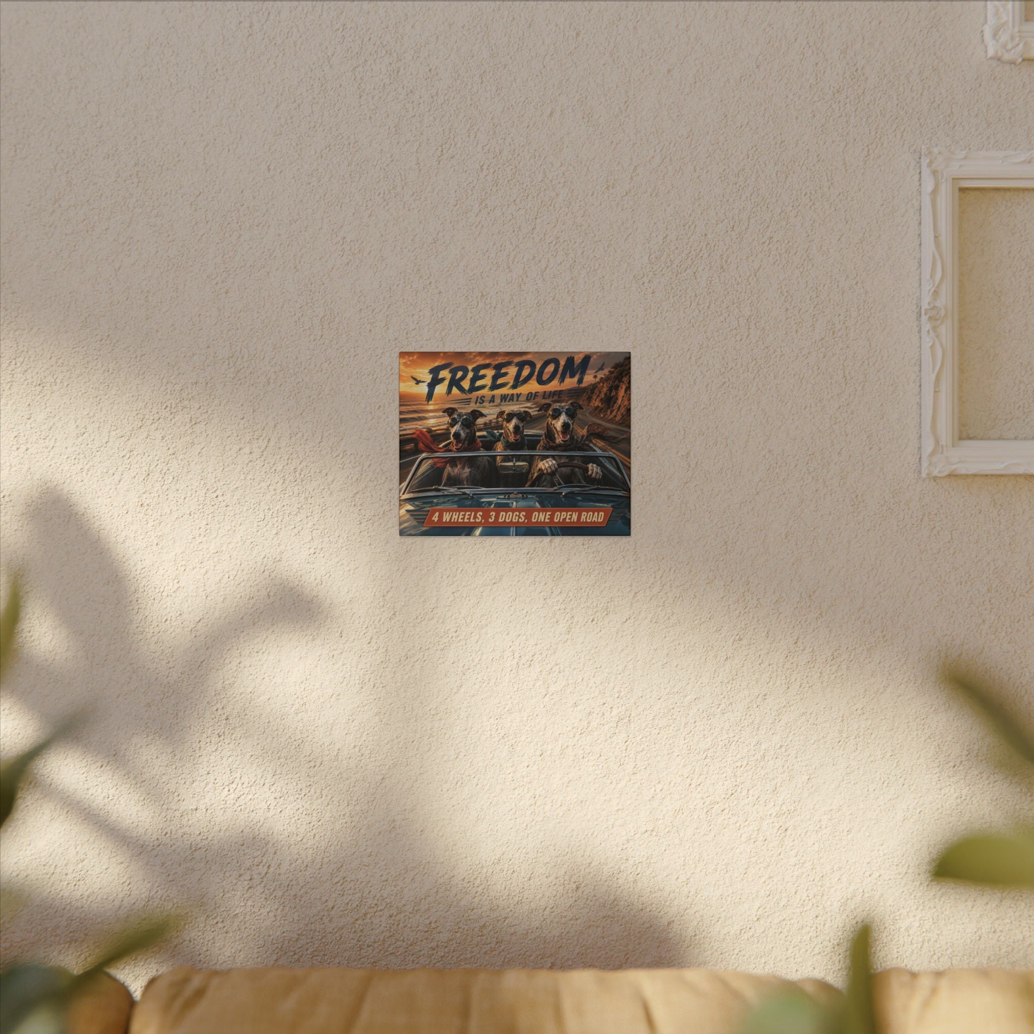 Canvas Wall Art - "Freedom Is A Way Of Life: 4 Wheels, 3 Dogs, One Open Road"