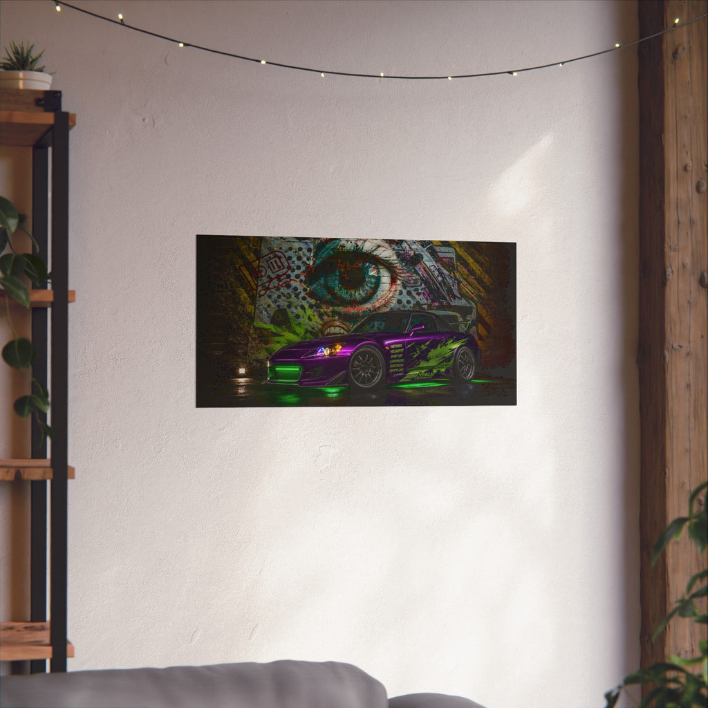 Graffiti Sports Car Matte Poster — Neon Drift Street Art Wall Print