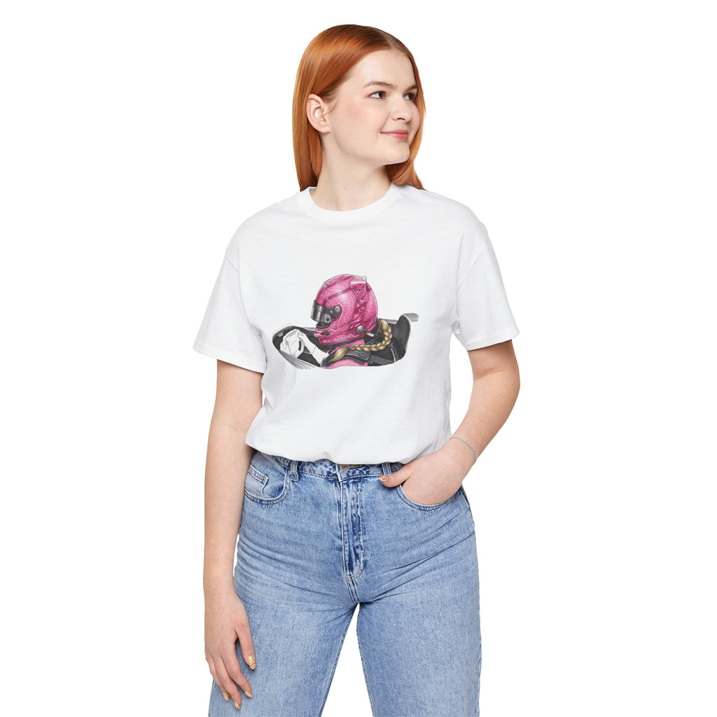 Drive Like a Girl — Pink Racing Helmet Graphic T-Shirt
