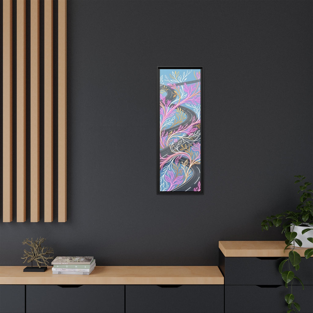 Framed Matte Canvas Floral Vines Wall Art — Pastel Botanical Abstract