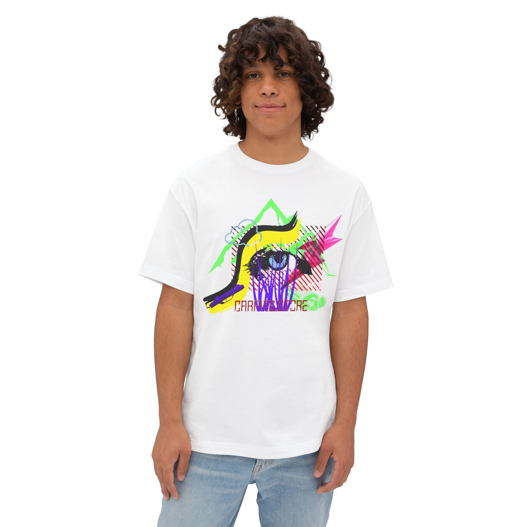 Neon Eye Boxy Tee — Retro Roadside Art Graphic Tee