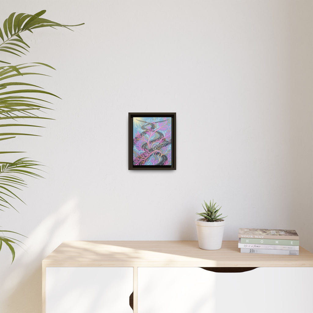 Framed Matte Canvas Floral Vines Wall Art — Pastel Botanical Abstract