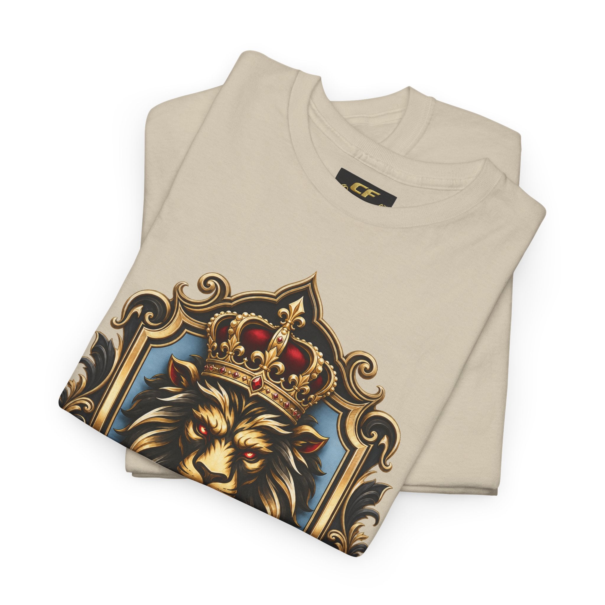 Lion Crest Tee — "Mane Line Auto" Vintage Heraldic Graphic Shirt