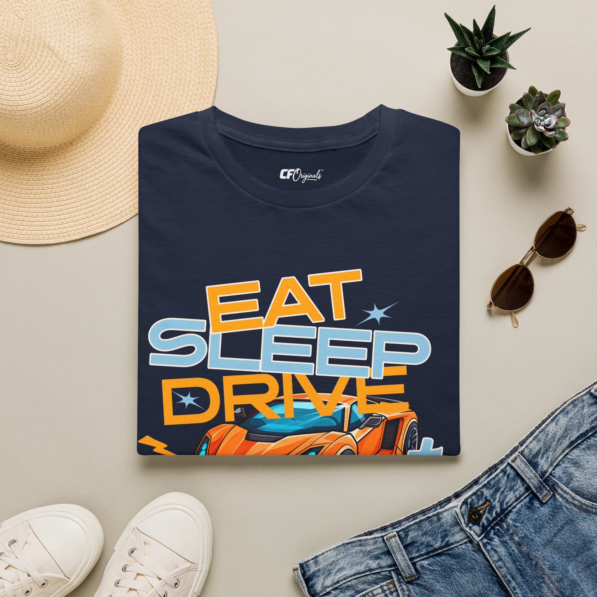 Eat Sleep Drive Repeat T-Shirt — Racing Car Graphic Tee for Motorsport Fans