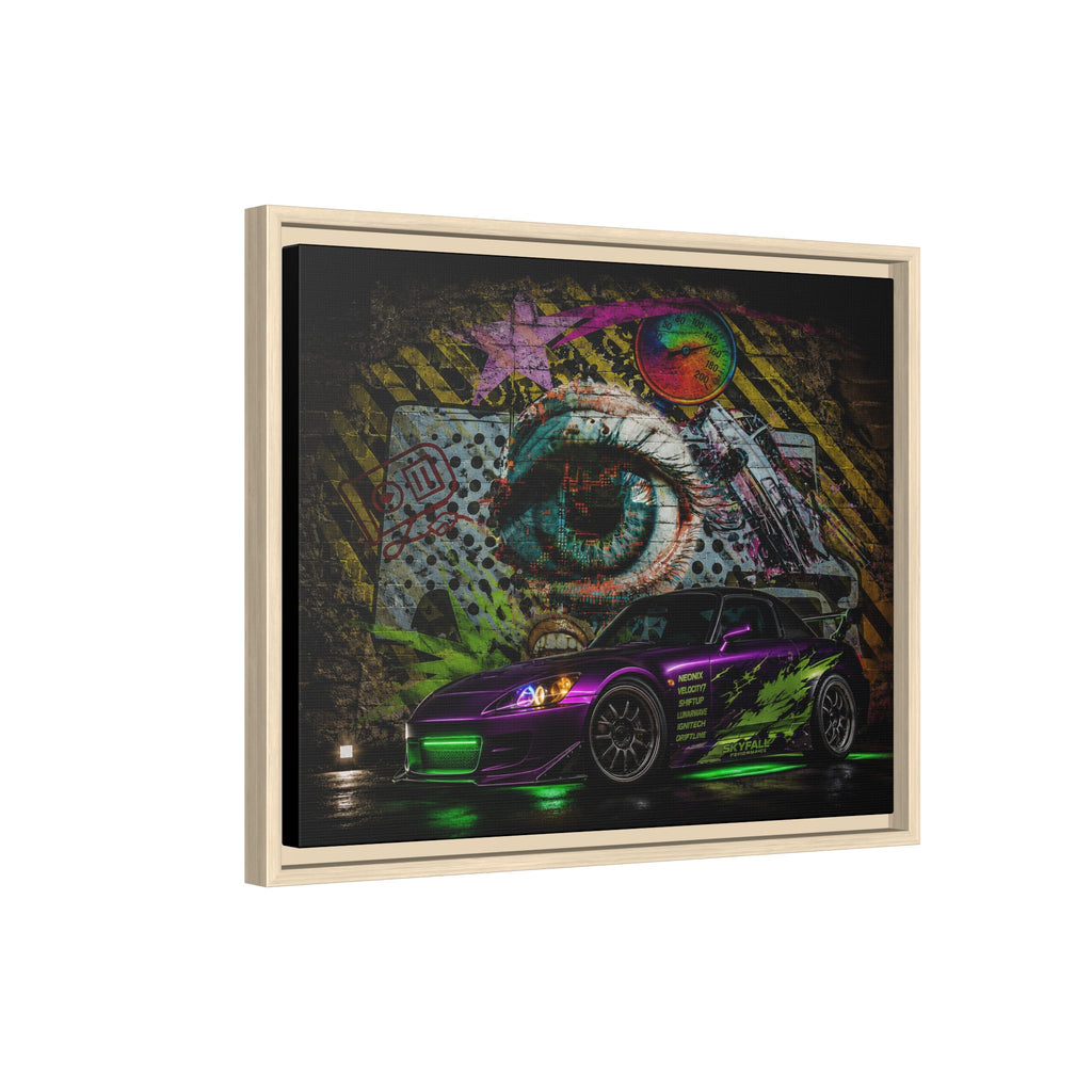 Graffiti Sports Car Matte Canvas - Framed Wall Art
