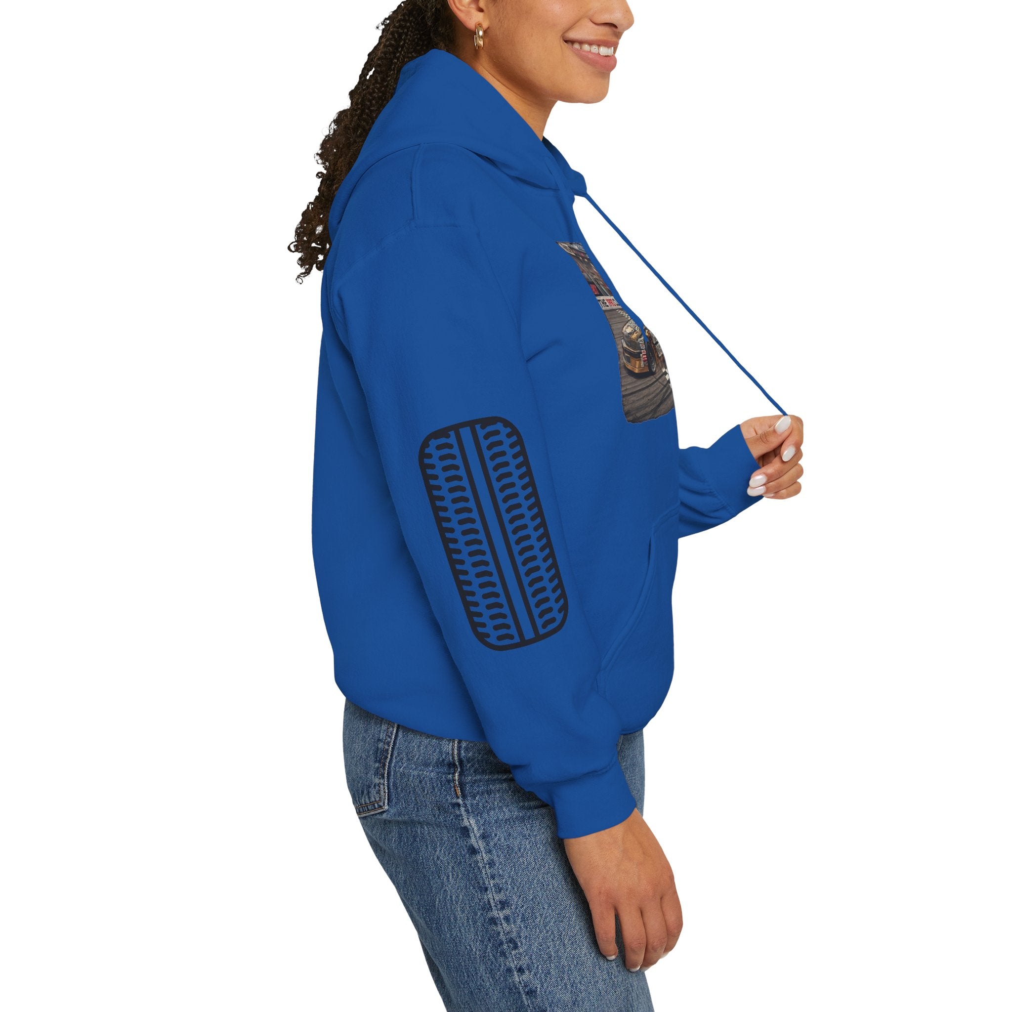 Racing Garage Hooded Sweatshirt — Vintage Racecar Track Scene