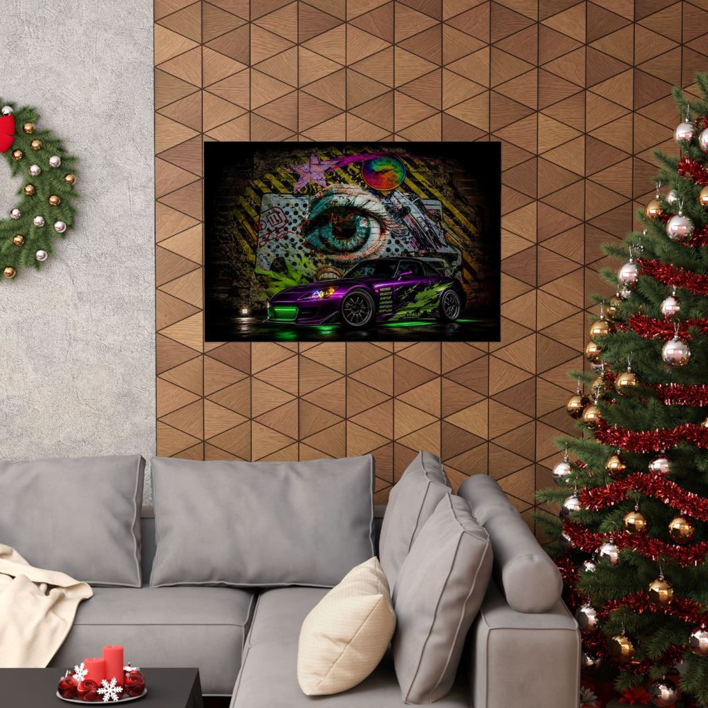 Graffiti Sports Car Matte Poster — Neon Drift Street Art Wall Print