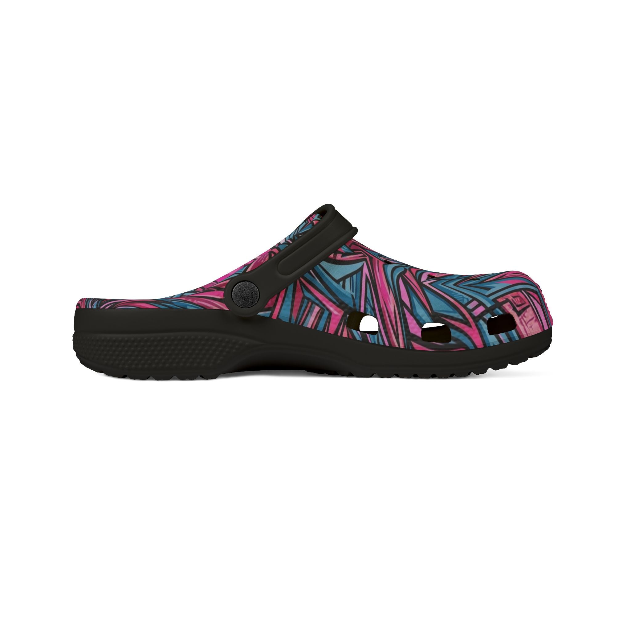 Pink & Teal Abstract Mosaic EVA Clogs — Patterned Slip-On Foam Shoes