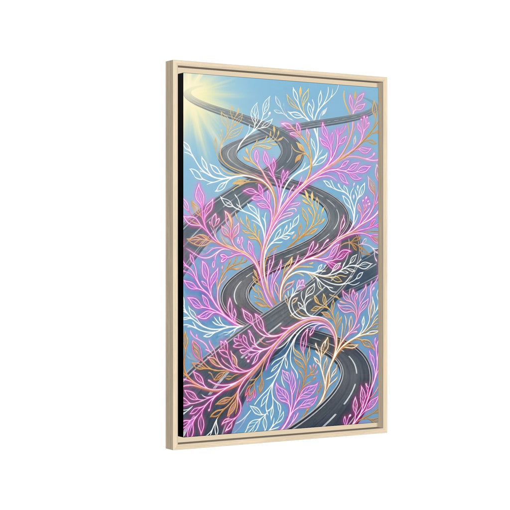 Framed Matte Canvas Floral Vines Wall Art — Pastel Botanical Abstract