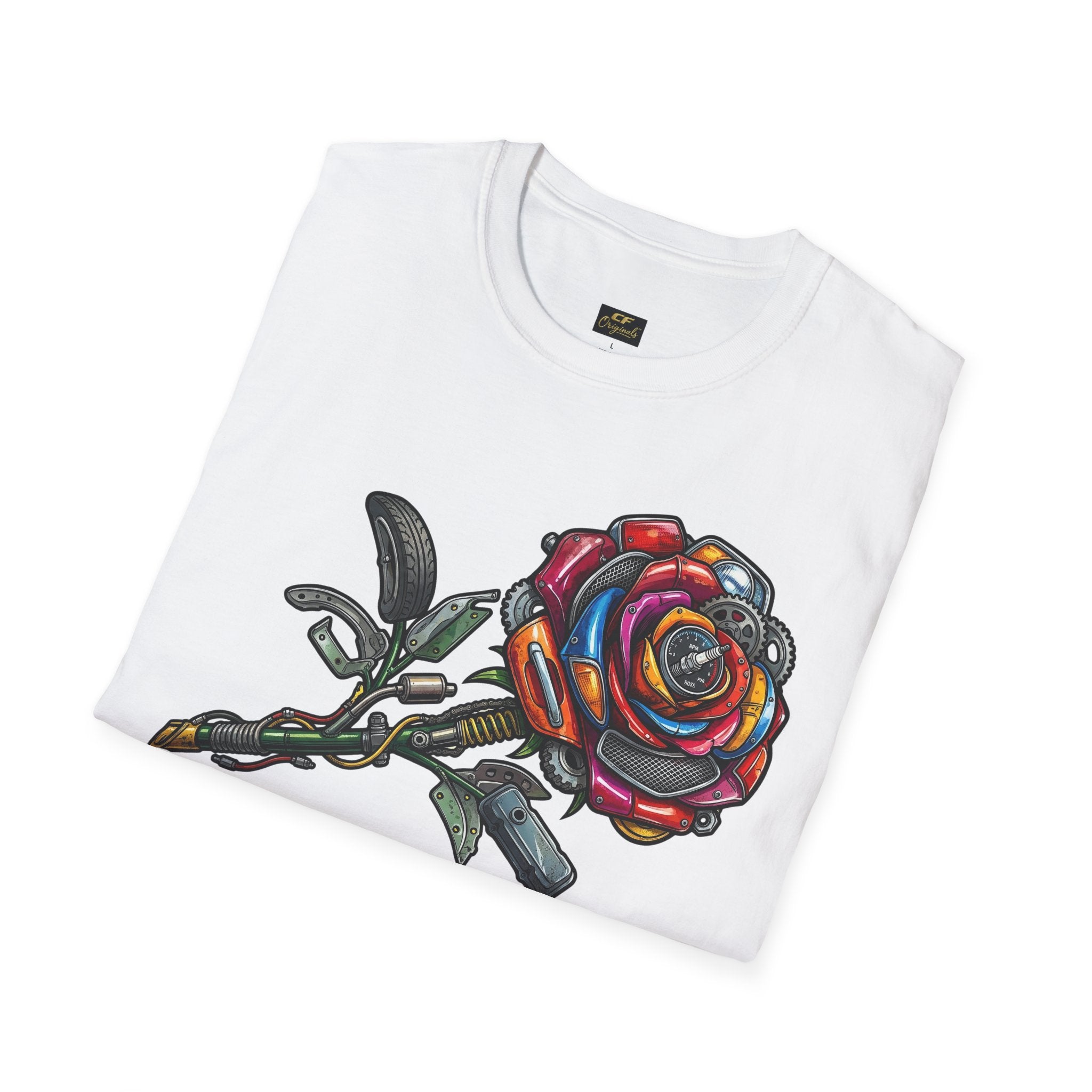 Colorful Mechanical Rose Graphic Tee