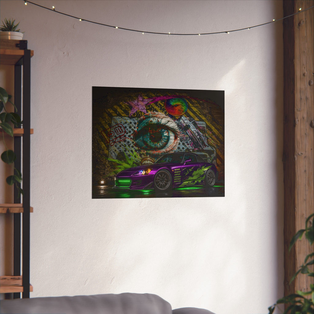 Graffiti Sports Car Matte Poster — Neon Drift Street Art Wall Print
