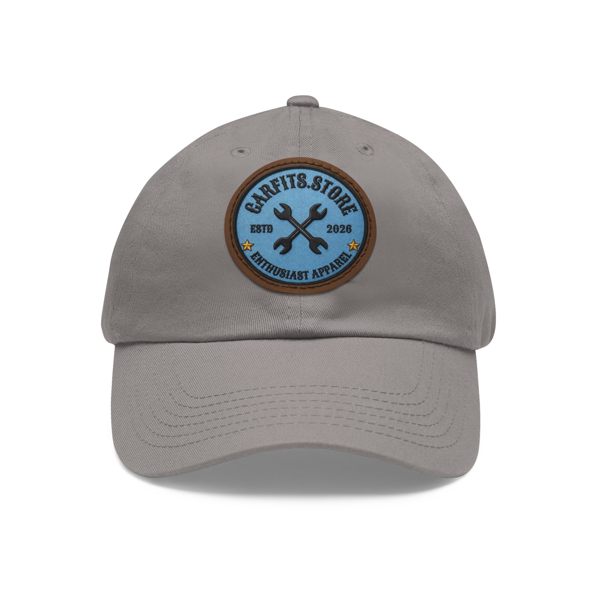 Mechanic Logo Dad Hat — Leather Patch Cap