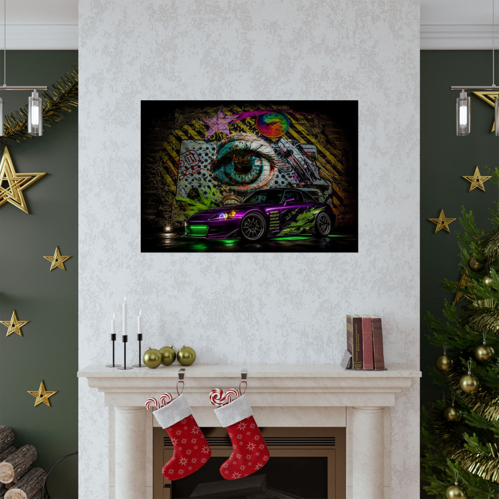 Graffiti Sports Car Matte Poster — Neon Drift Street Art Wall Print