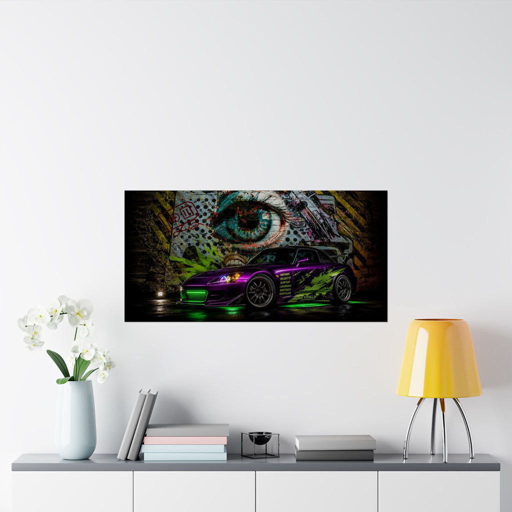 Graffiti Sports Car Matte Poster — Neon Drift Street Art Wall Print