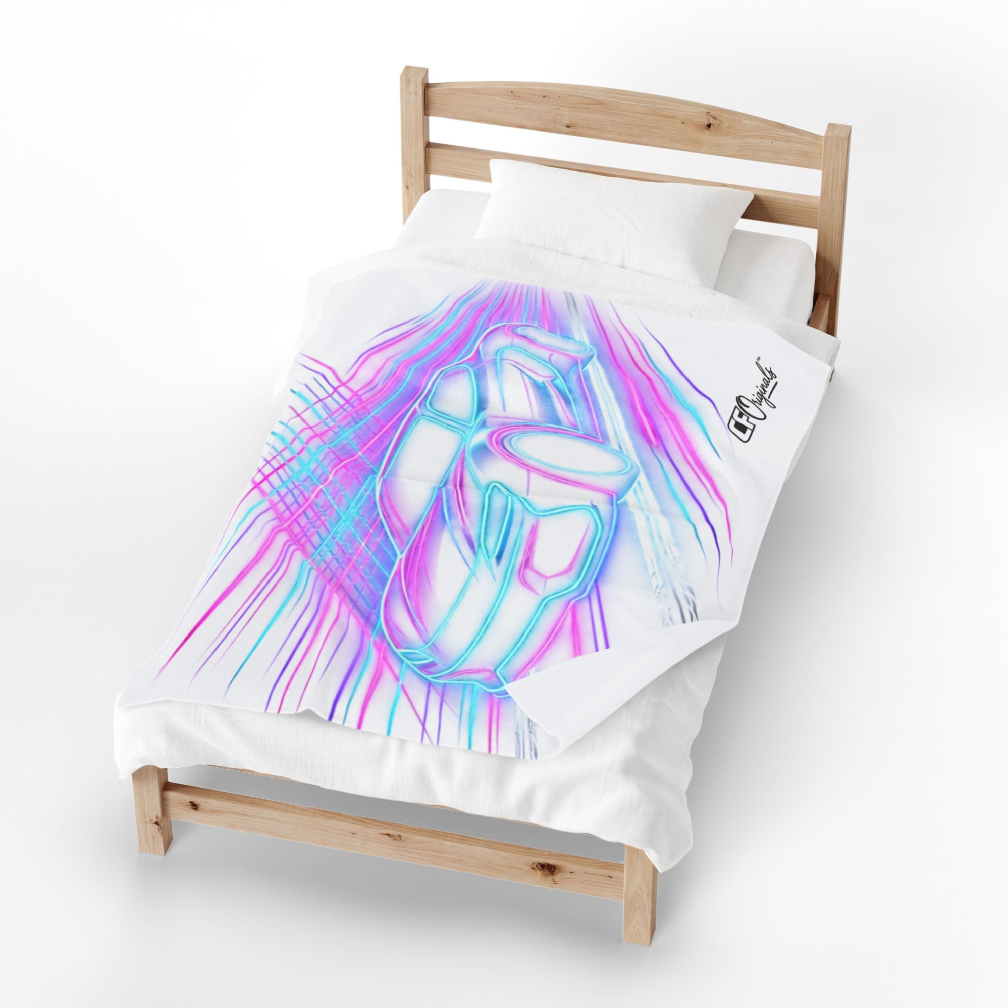 Neon Car Outline - Velveteen Plush Throw Blanket