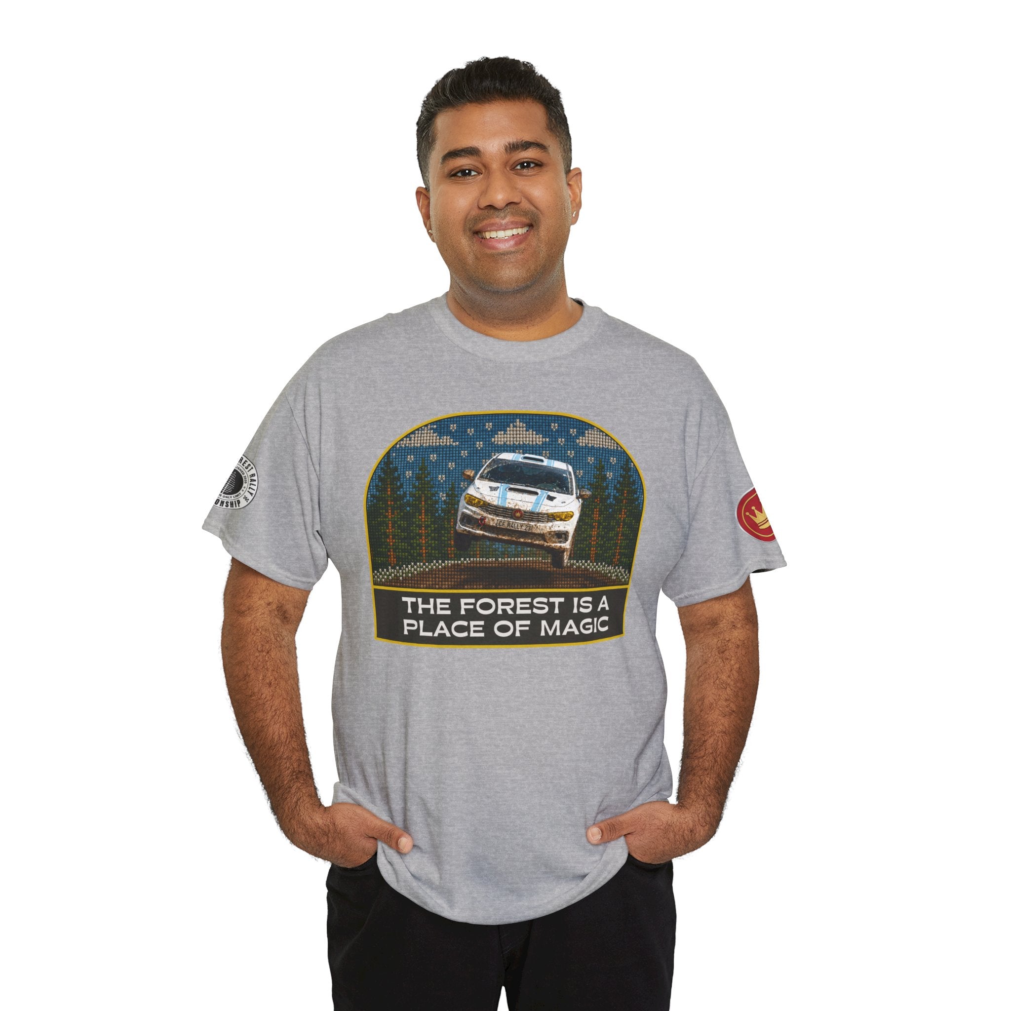 Forest Rally T‑Shirt – 'The Forest Is a Place of Magic' Cross-stitched Style Graphic