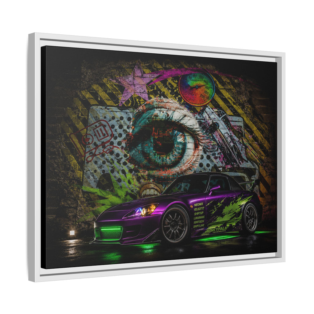 Graffiti Sports Car Matte Canvas - Framed Wall Art