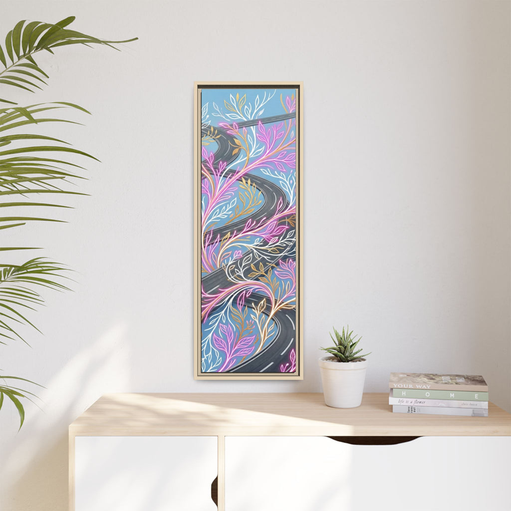 Framed Matte Canvas Floral Vines Wall Art — Pastel Botanical Abstract