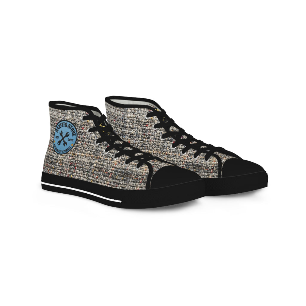 High Top Sneakers — Tweed Texture Men's Casual Athletic Shoes