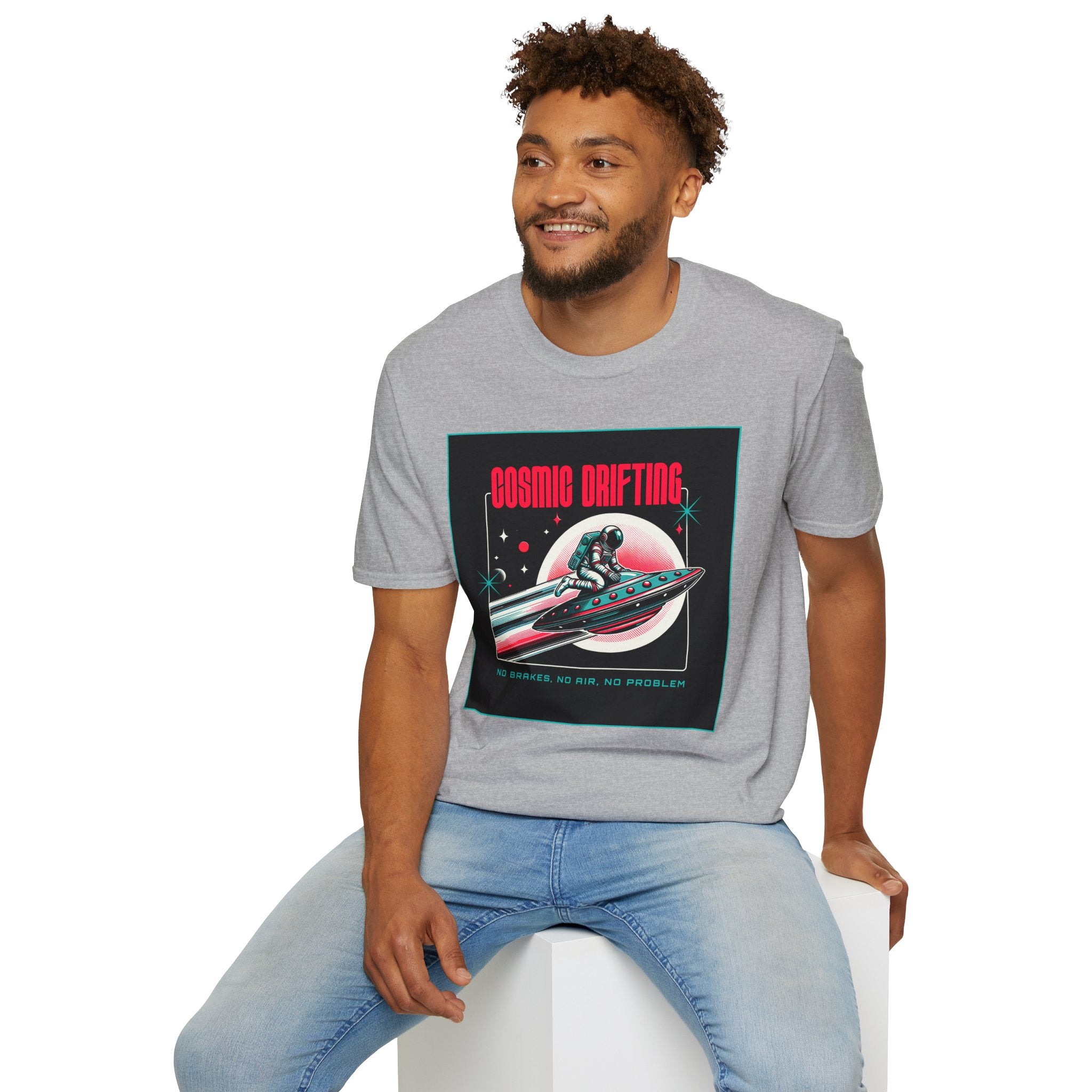Cosmic Drifting T-Shirt — Retro Astronaut & UFO Vintage Space Tee