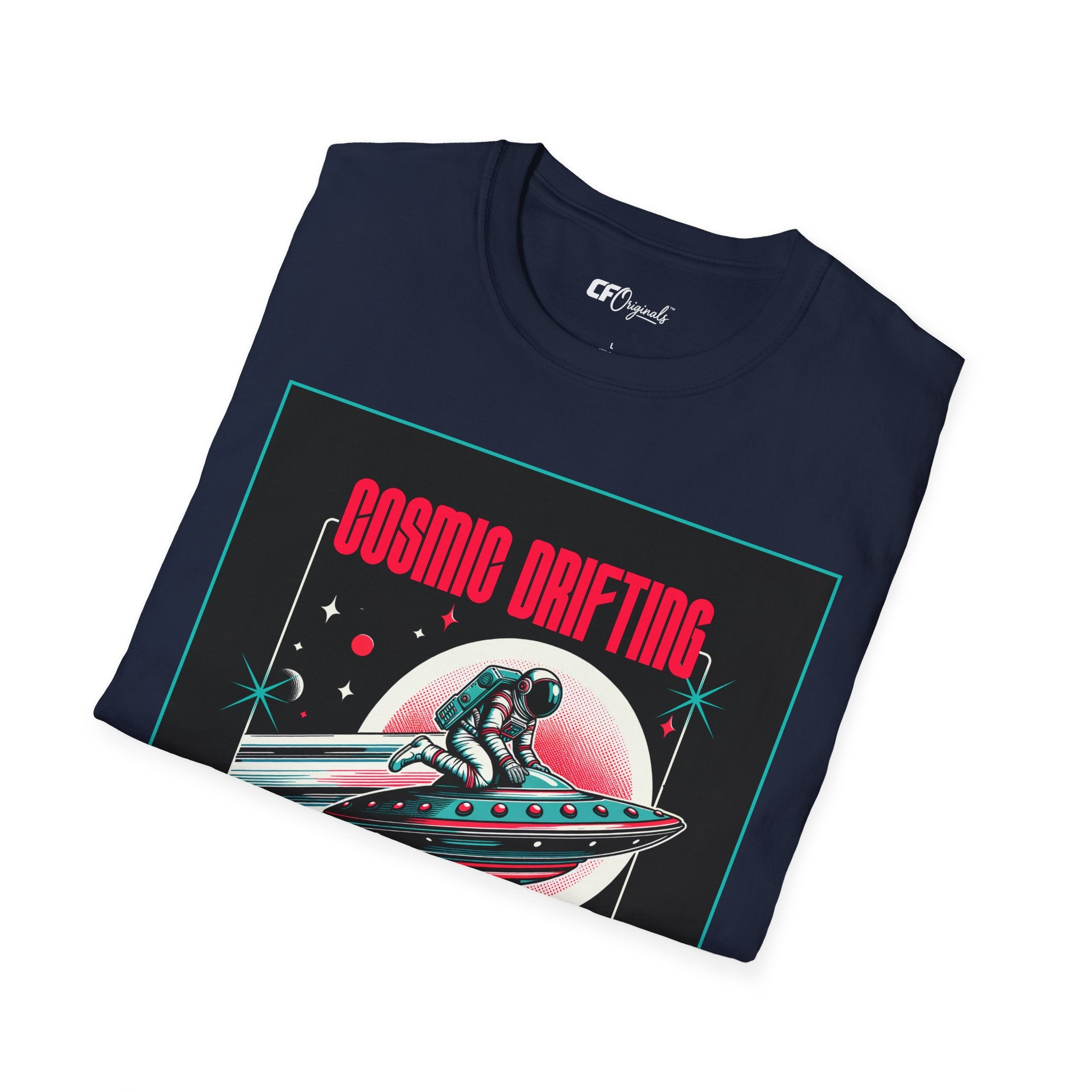 Cosmic Drifting T-Shirt — Retro Astronaut & UFO Vintage Space Tee