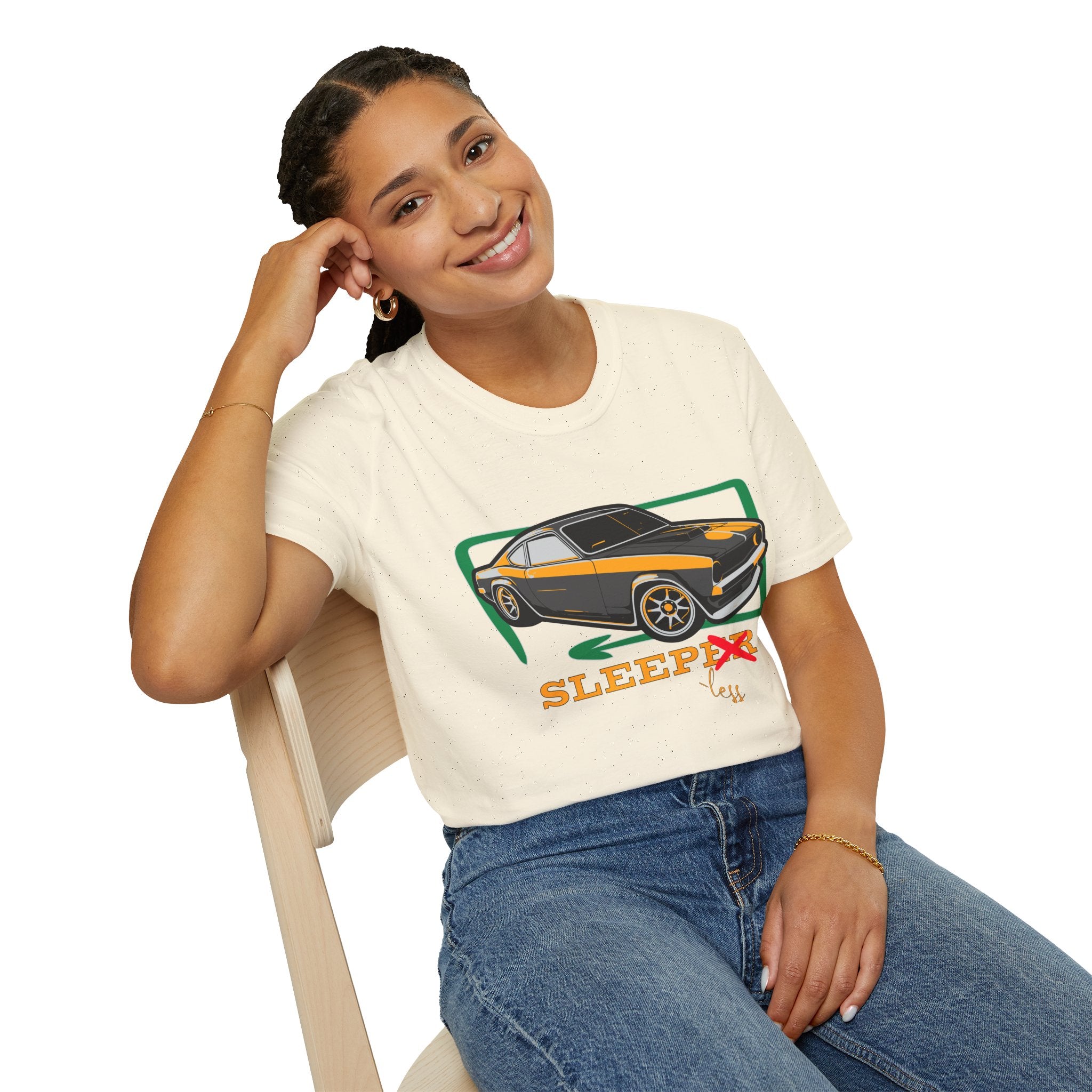 Classic Muscle Car T-Shirt — Retro 'Sleepless' Graphic Tee