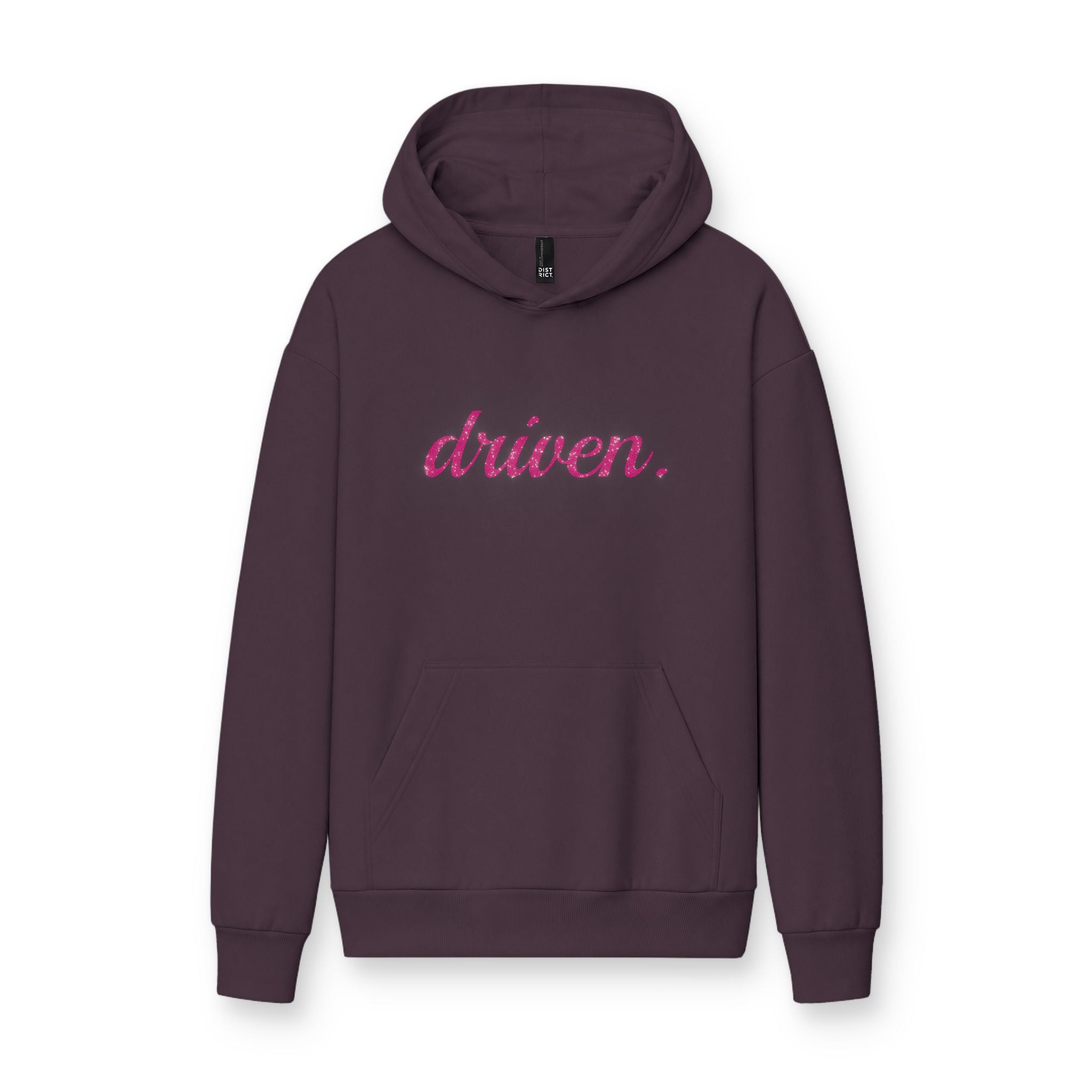 Driven Heavyweight Fleece Hoodie — Motivational Glitter Car-Theme Pullover