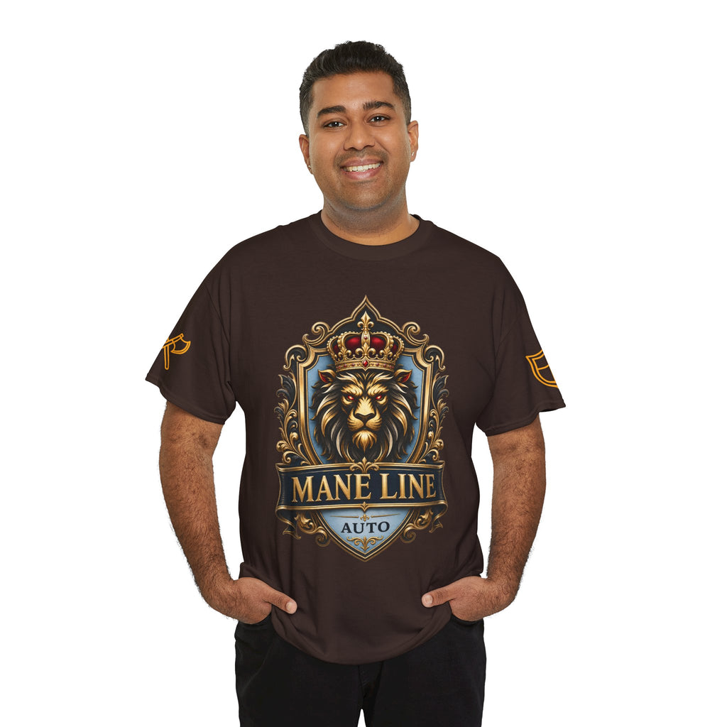 Lion Crest Tee — "Mane Line Auto" Vintage Heraldic Graphic Shirt