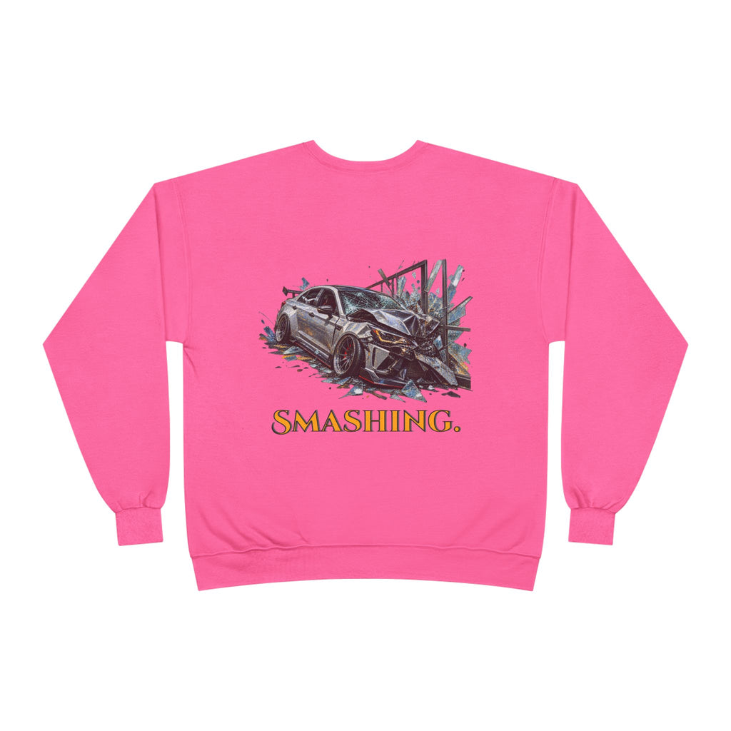 Smashing Crewneck Sweatshirt — Graphic Car Crash Design