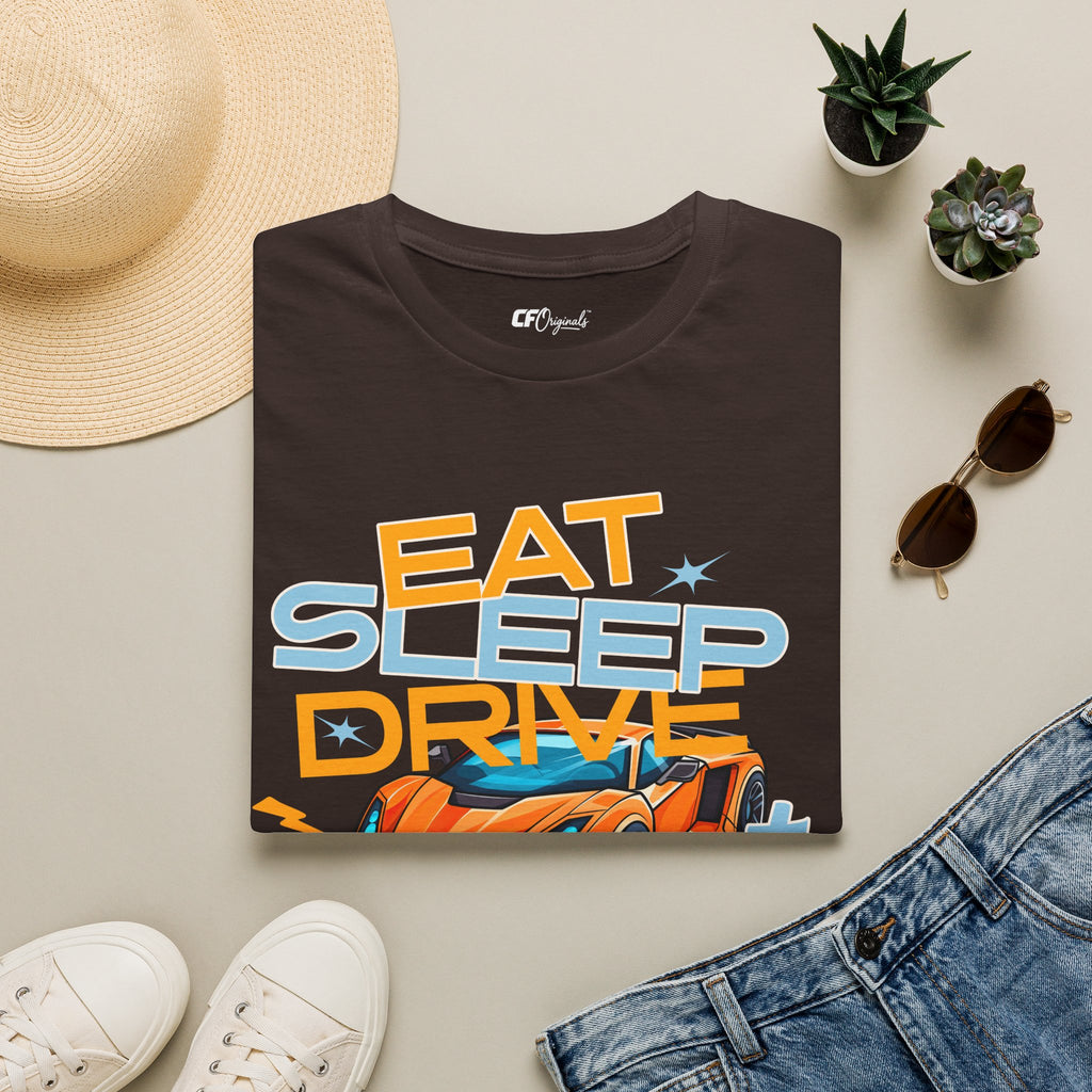 Eat Sleep Drive Repeat T-Shirt — Racing Car Graphic Tee for Motorsport Fans