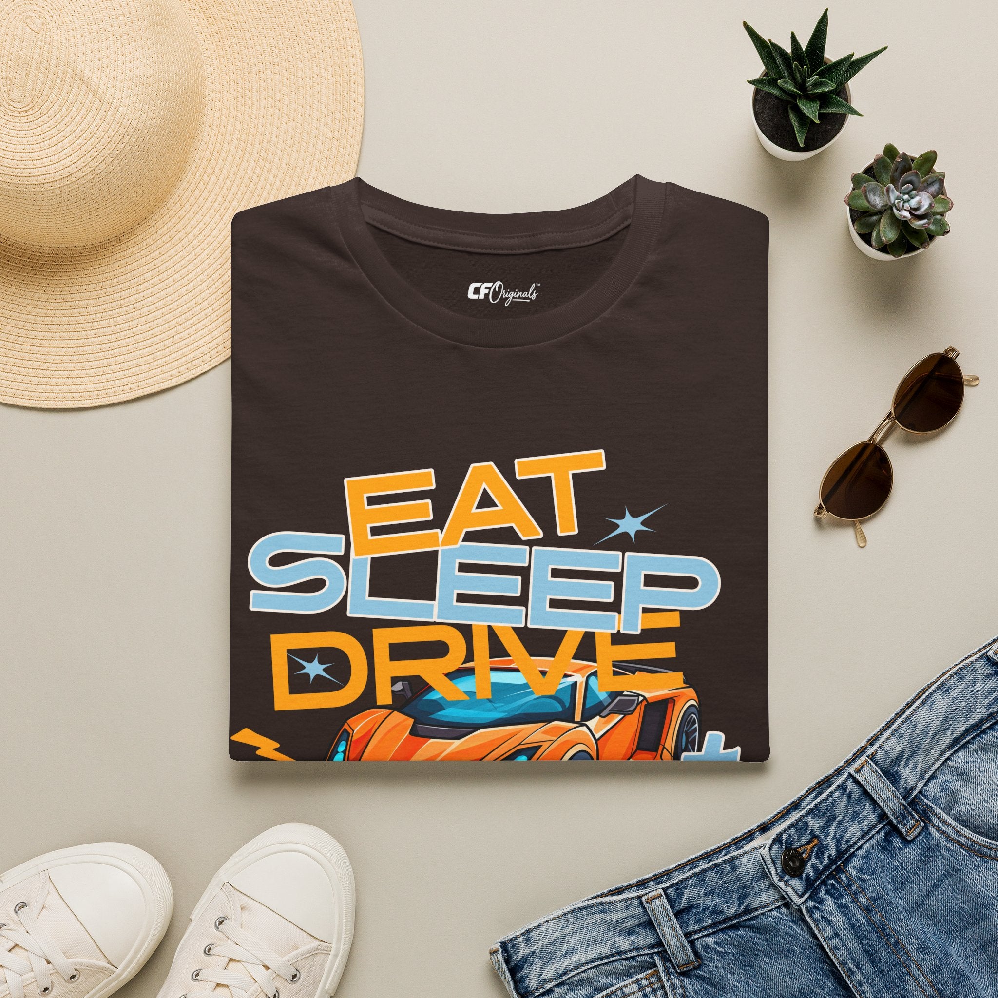 Eat Sleep Drive Repeat T-Shirt — Racing Car Graphic Tee for Motorsport Fans