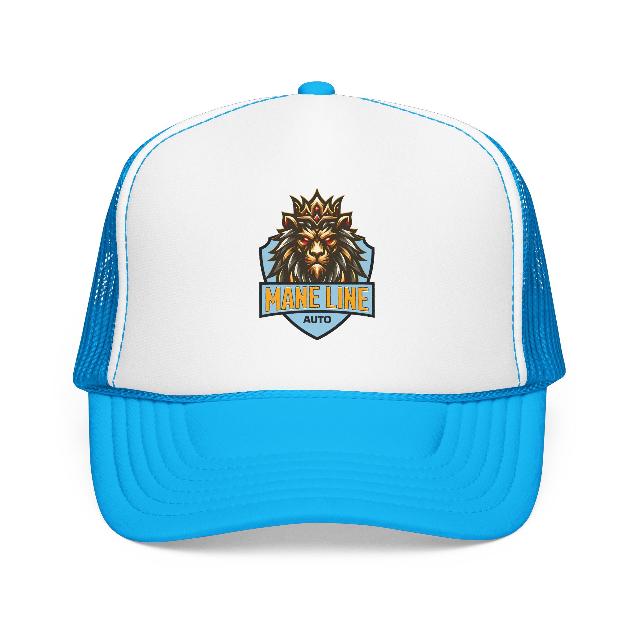 Logo Trucker Hat — 'Mane Line Auto' Foam Mesh Cap