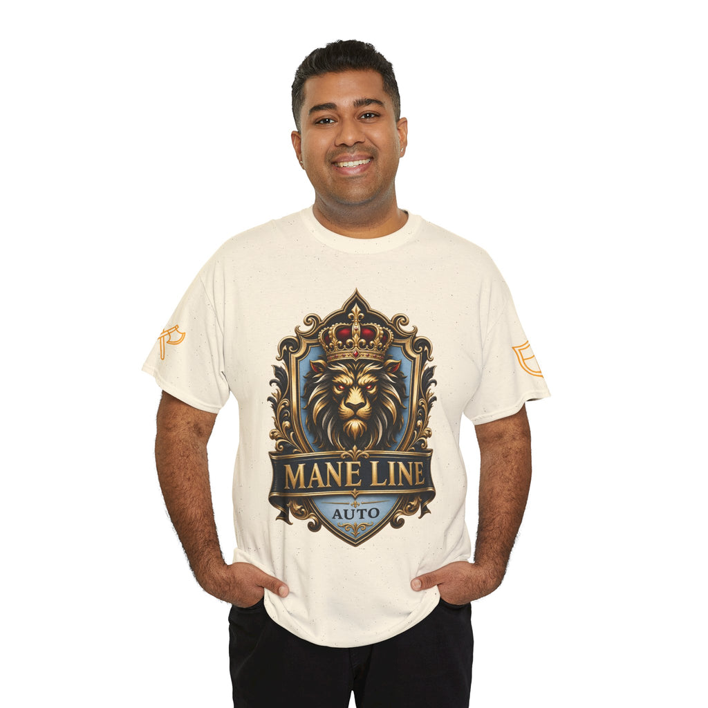 Lion Crest Tee — "Mane Line Auto" Vintage Heraldic Graphic Shirt