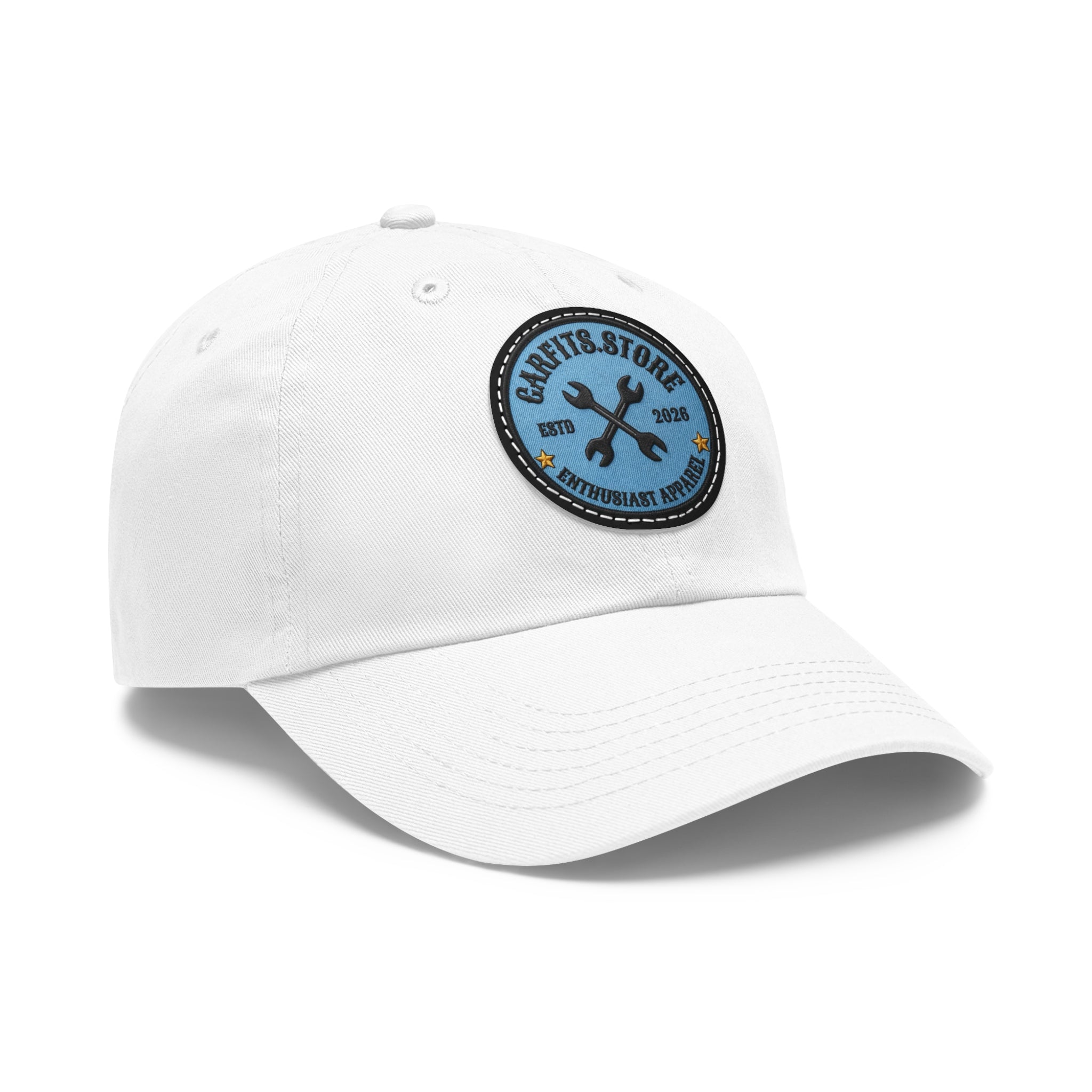 Mechanic Logo Dad Hat — Leather Patch Cap