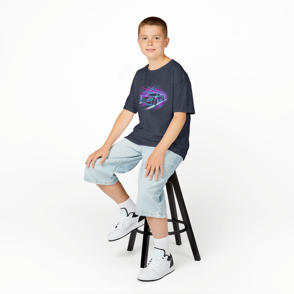 Kids Neon Speed Car Tee — Racing Graphic