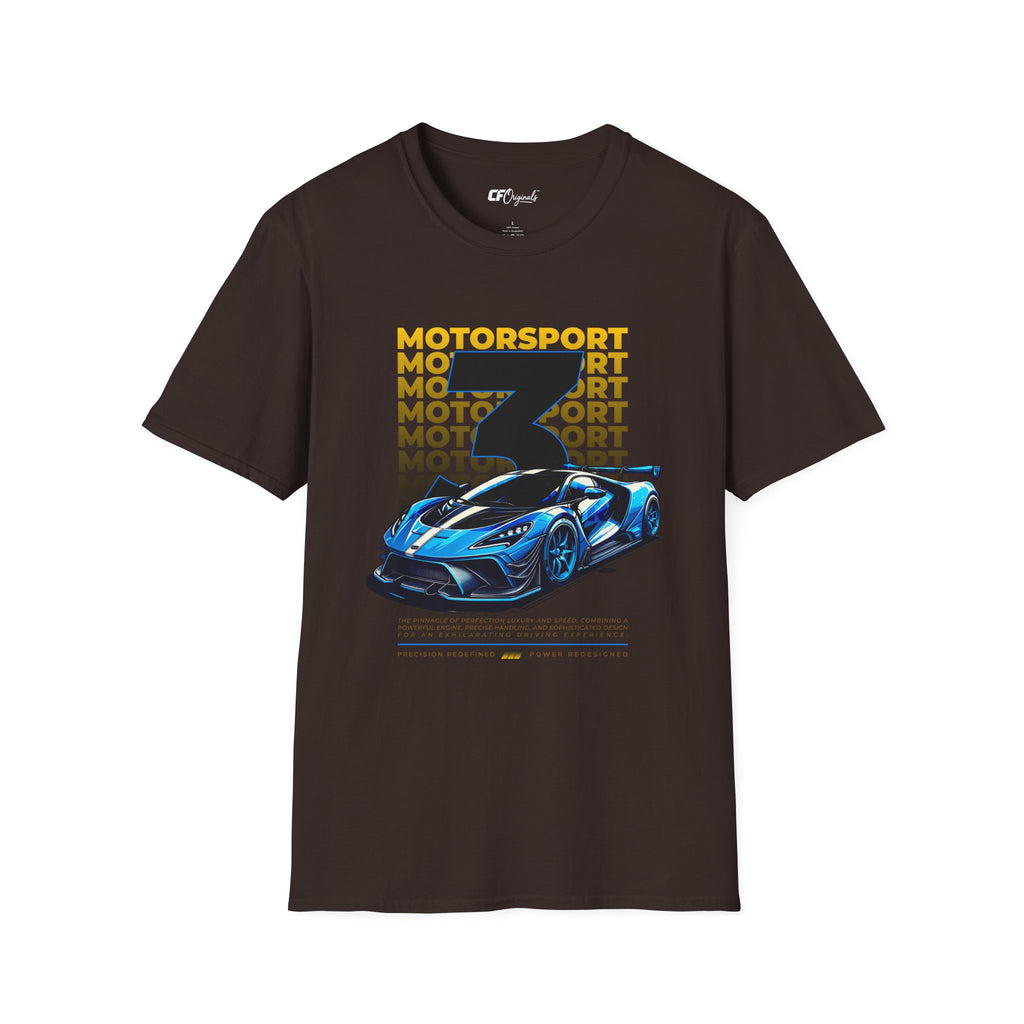 Motorsport No.3 Racing T‑Shirt — Blue Supercar Graphic Tee
