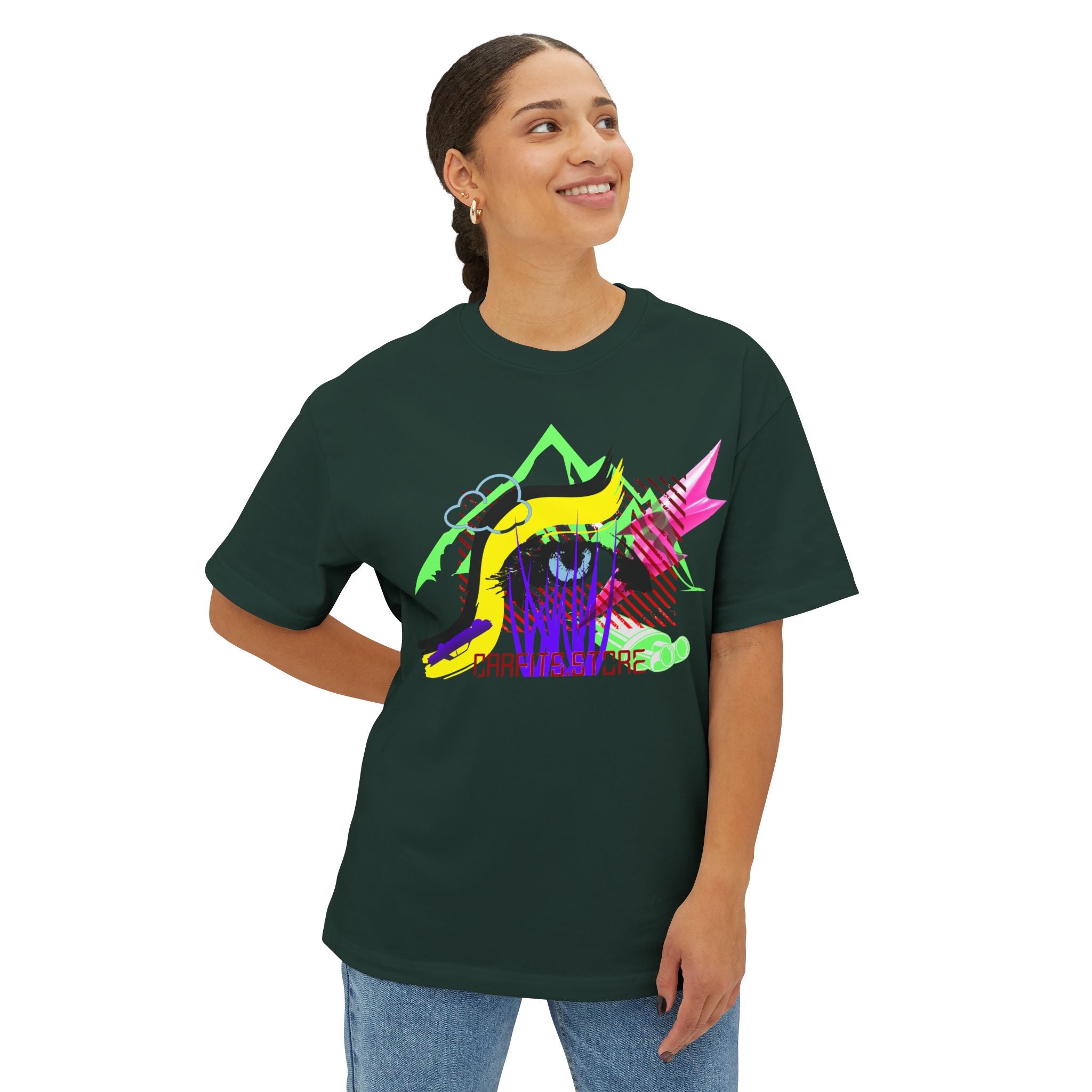 Neon Eye Boxy Tee — Retro Roadside Art Graphic Tee