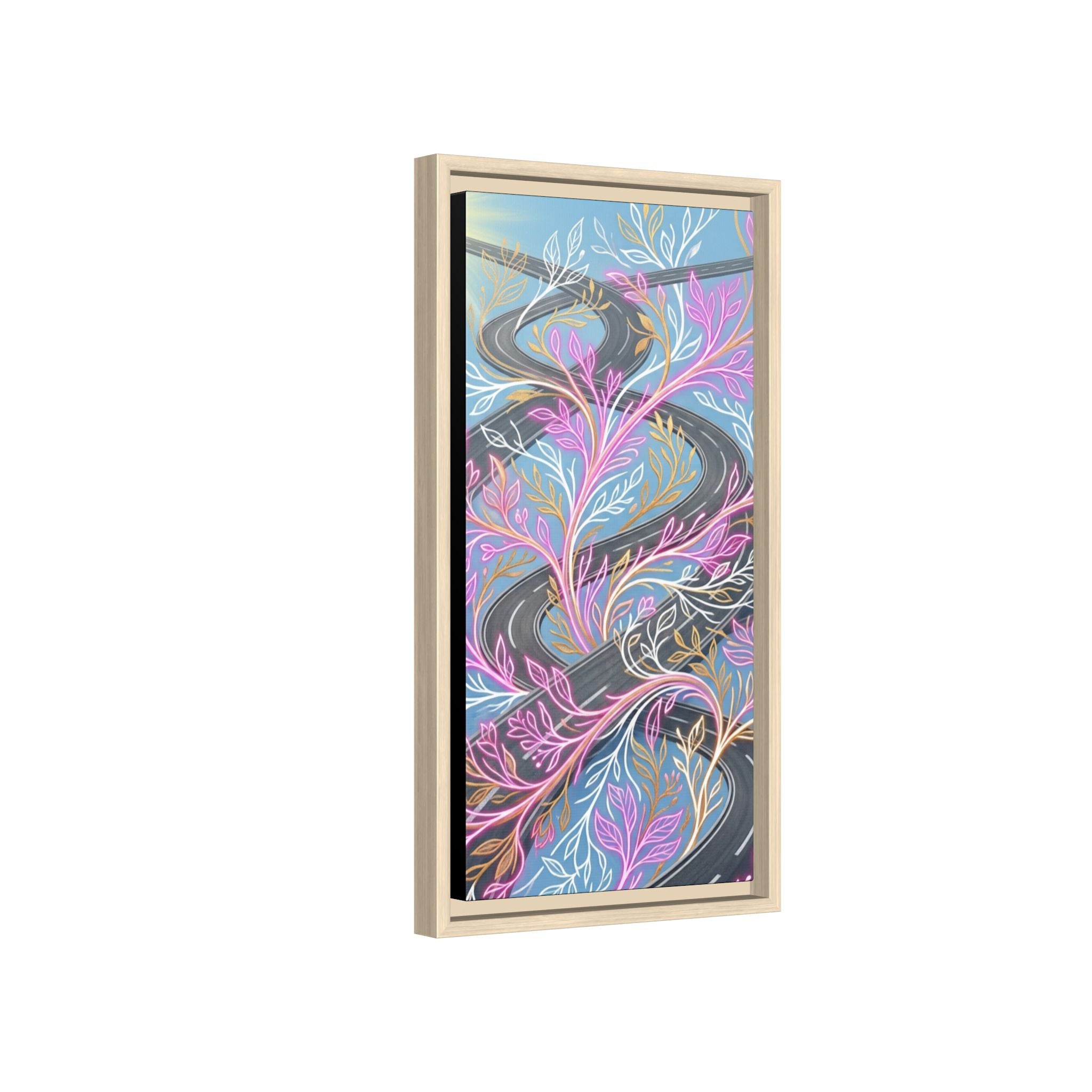 Framed Matte Canvas Floral Vines Wall Art — Pastel Botanical Abstract